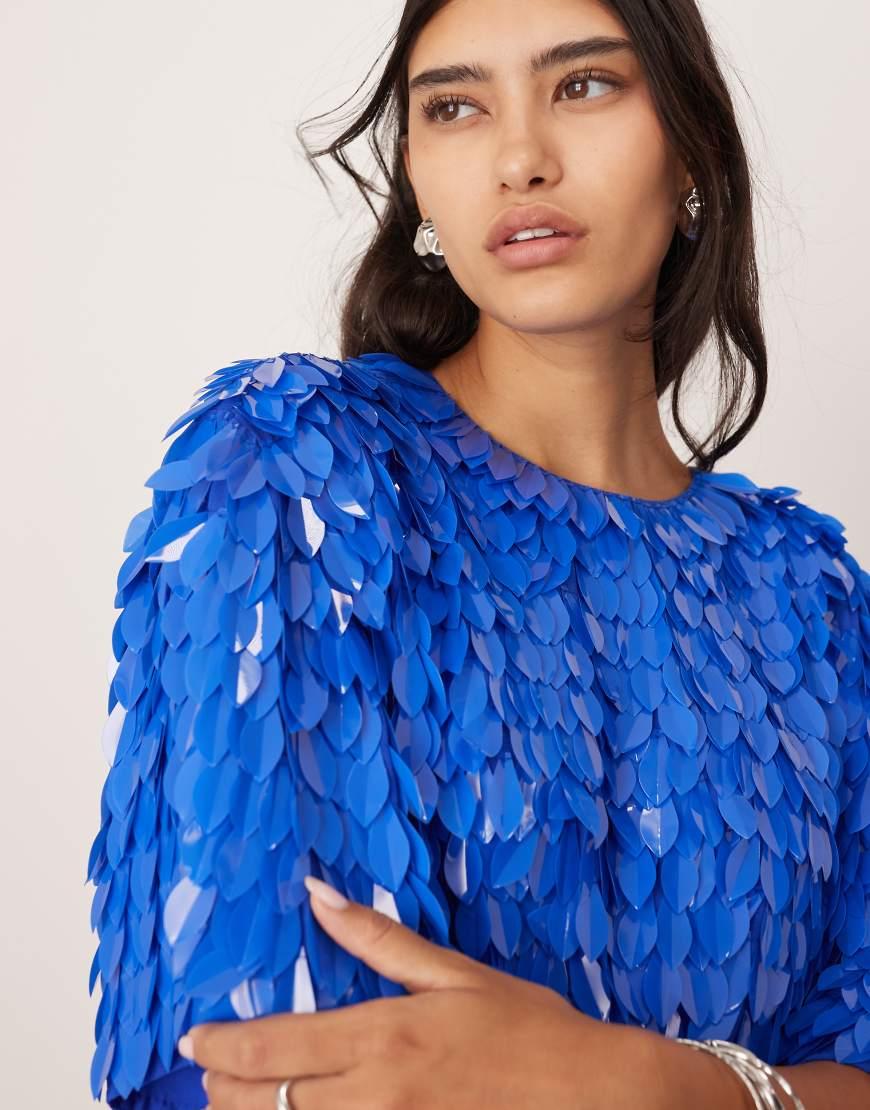 ASOS Embellished 3d Sequin T-shirt Mini Dress in Blue Lyst UK