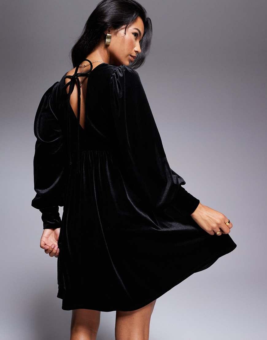 long sleeve velvet smock dress Long Sleeve Velvet Smock Dress