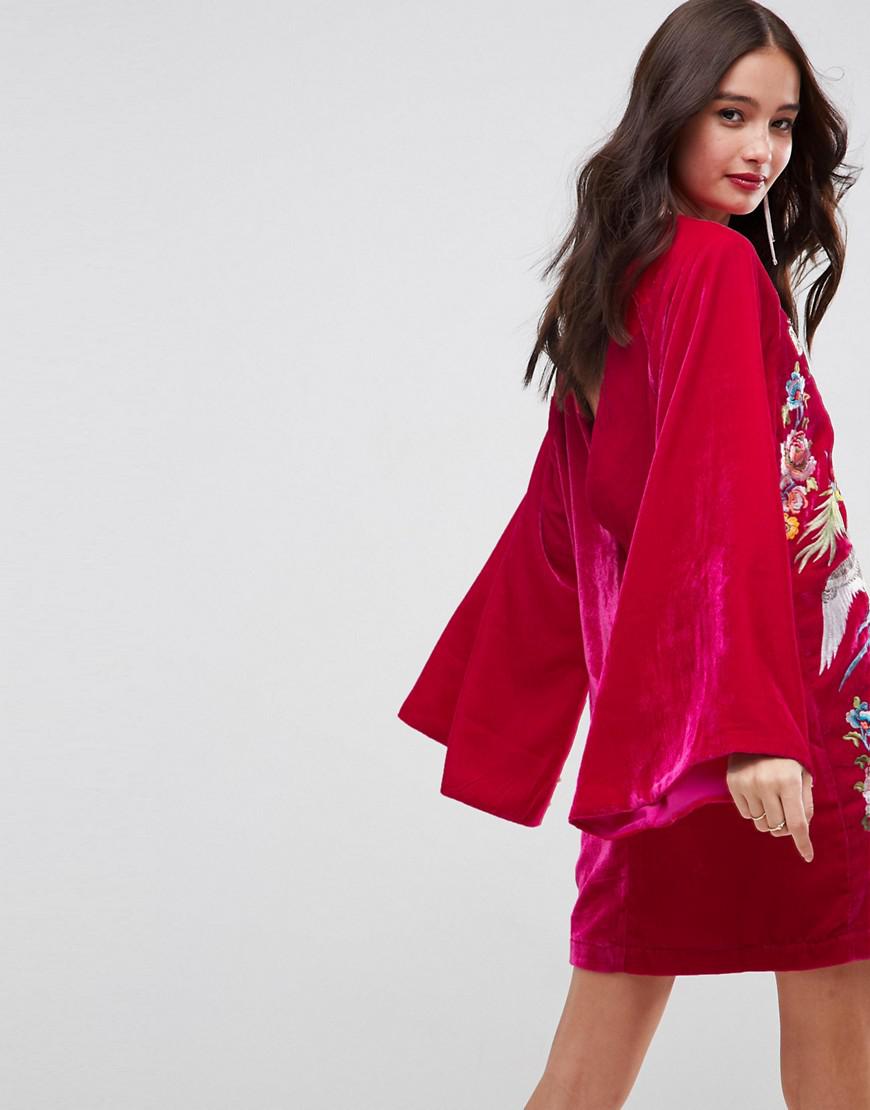 asos embroidered mini dress