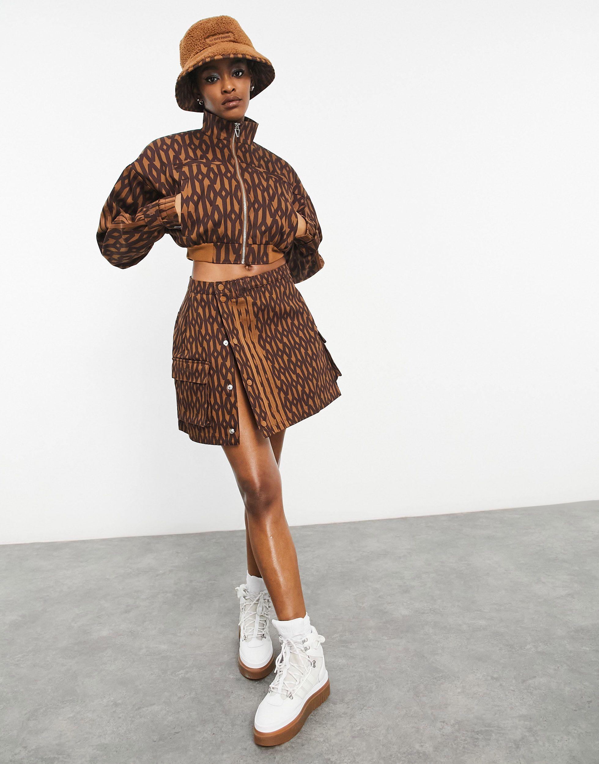 Ivy Park Adidas X Cropped Monogram Jacket in Brown | Lyst Canada
