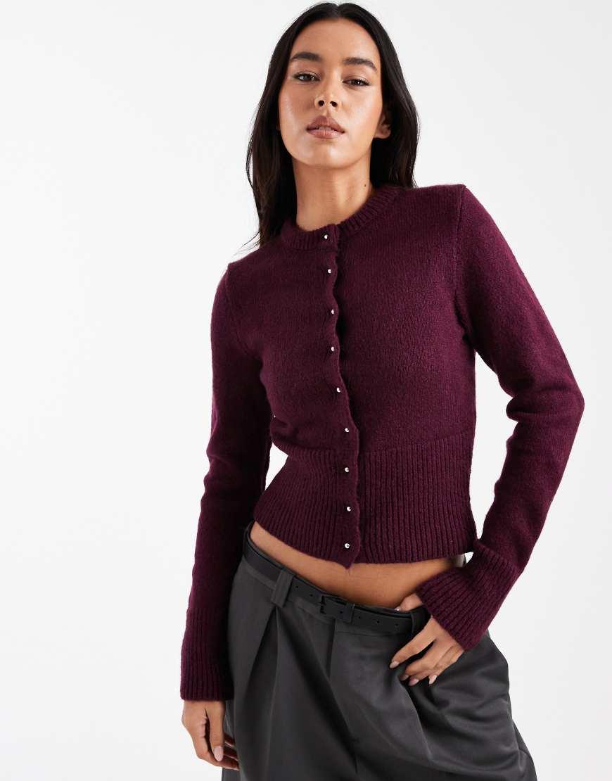 ASOS Fluffy Neat Fit Knitted Cardigan in Purple Lyst UK
