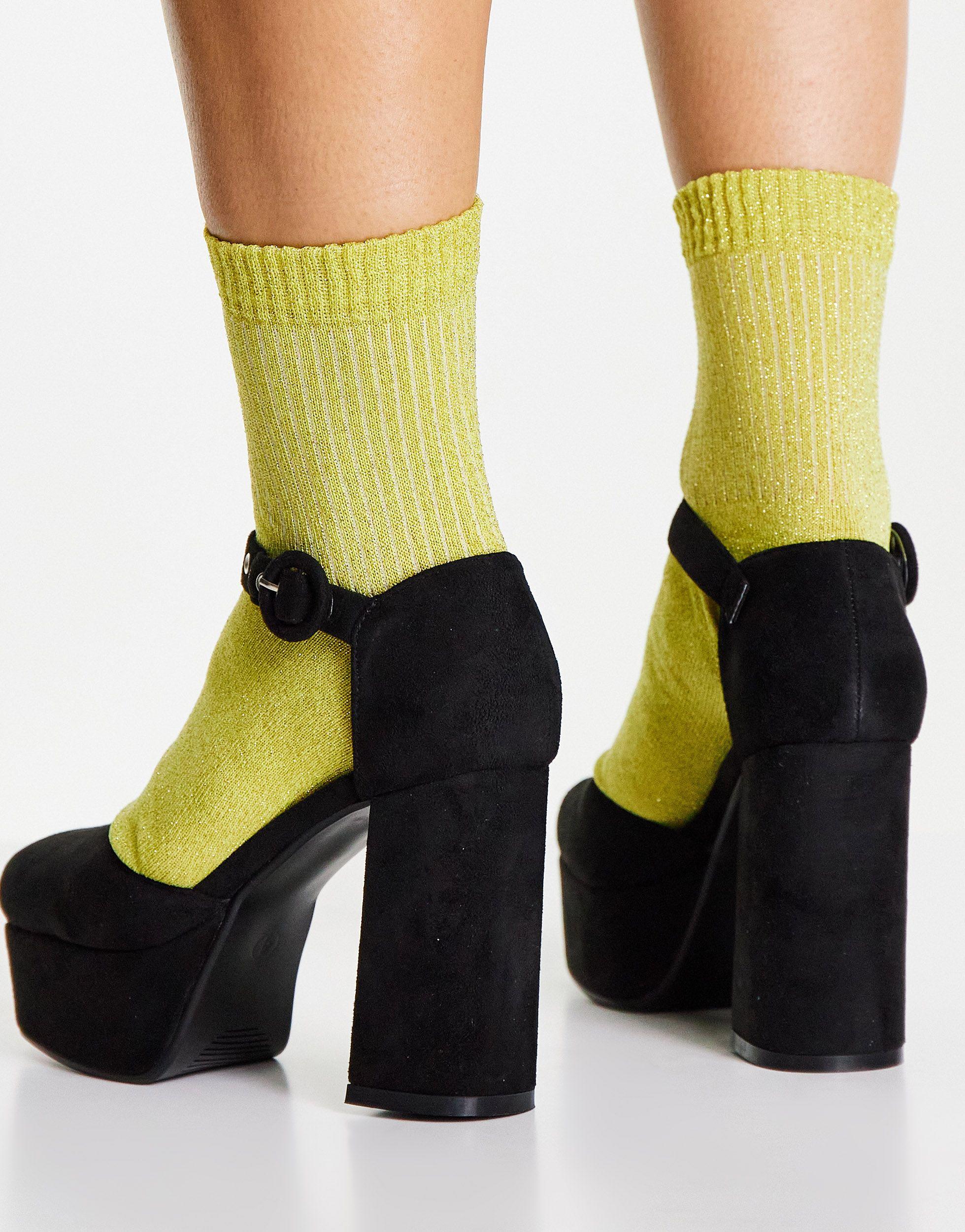 black platform shoes with ankle strap