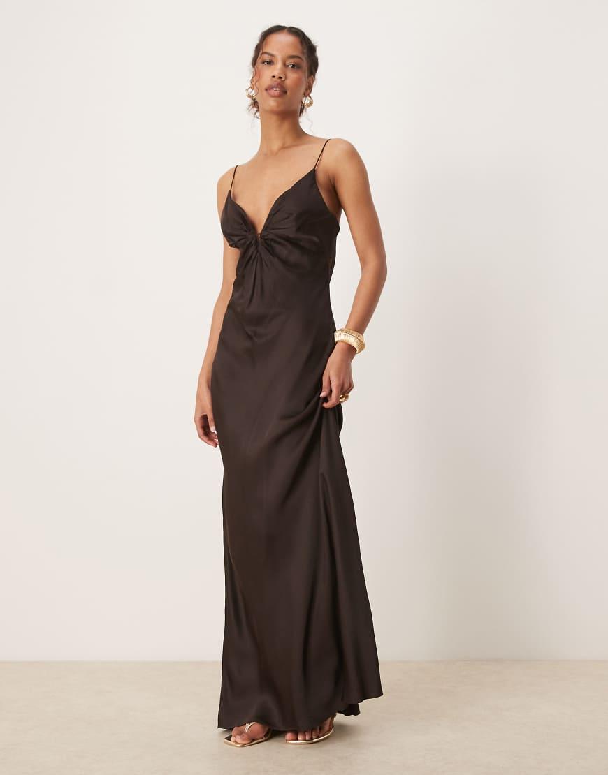 knee length dresses for ladies Mango Pine Overlap Side Slit Maxi Dress in Light Cream main image 0