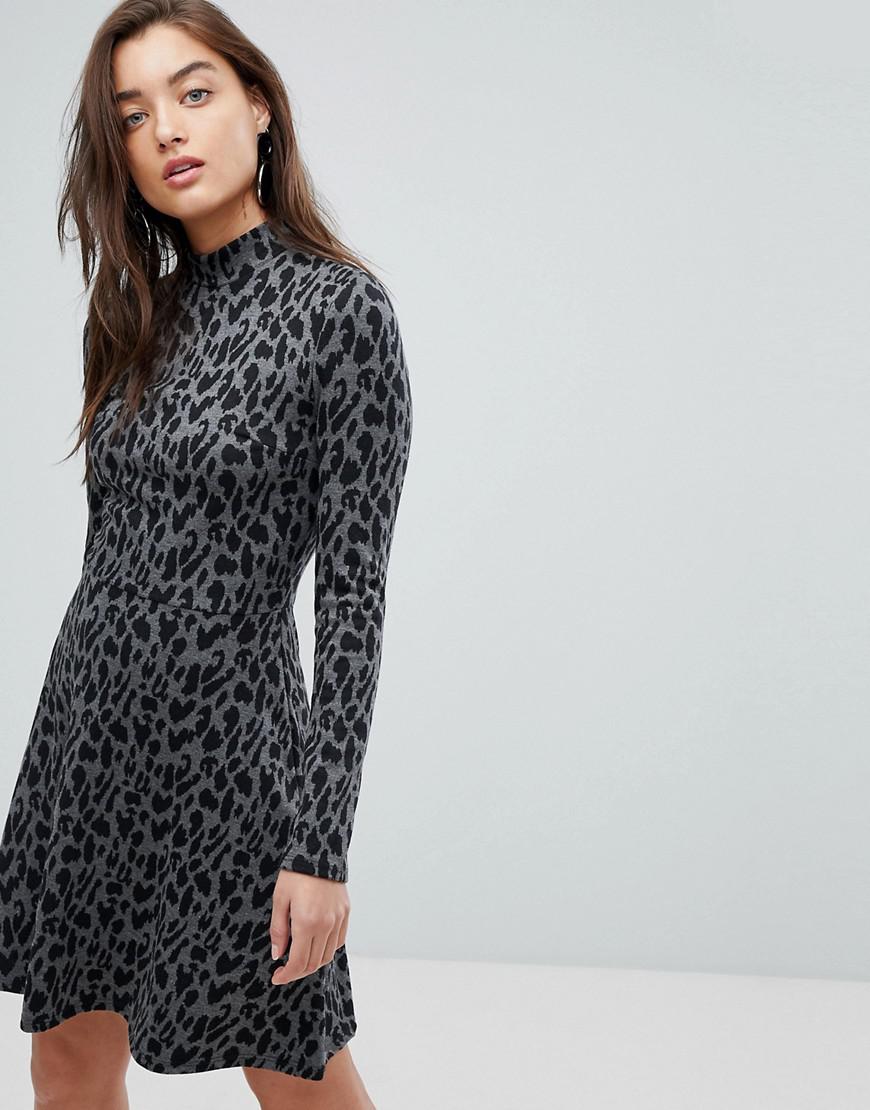 warehouse leopard print knit dress