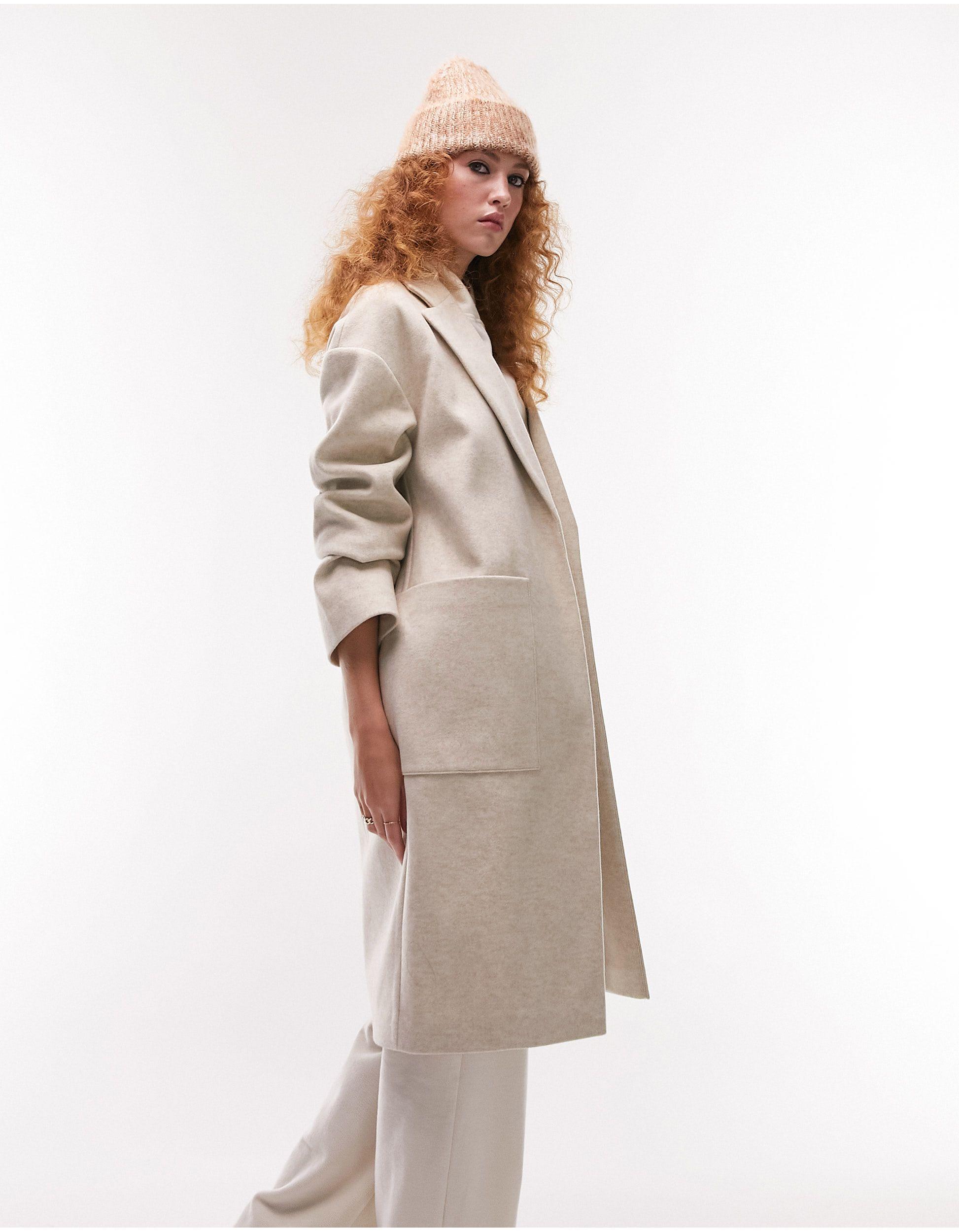 TOPSHOP Chuck On Coat in Natural | Lyst