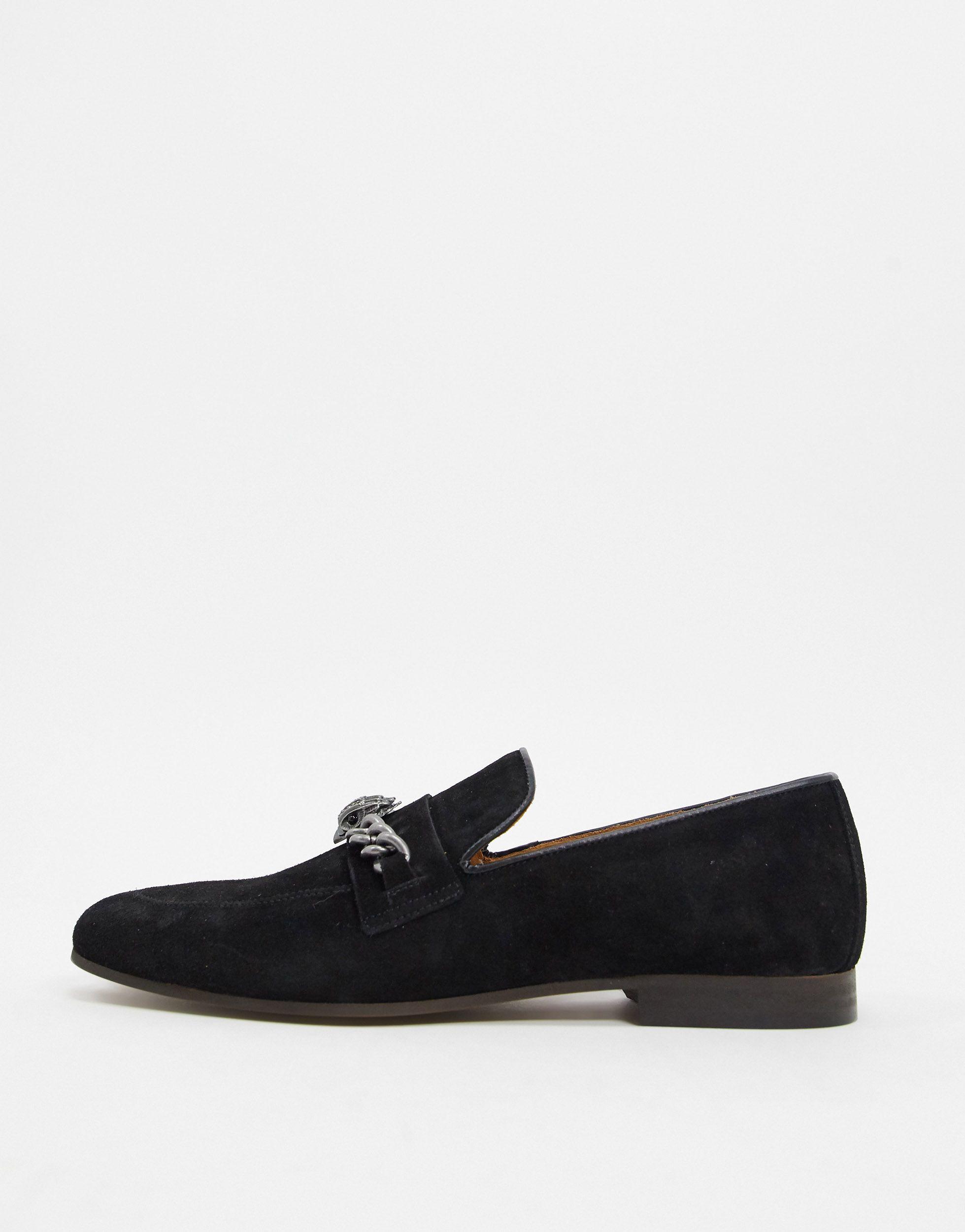Kurt Geiger Chelsea Loafers With Eagle Gold Chain-black for 