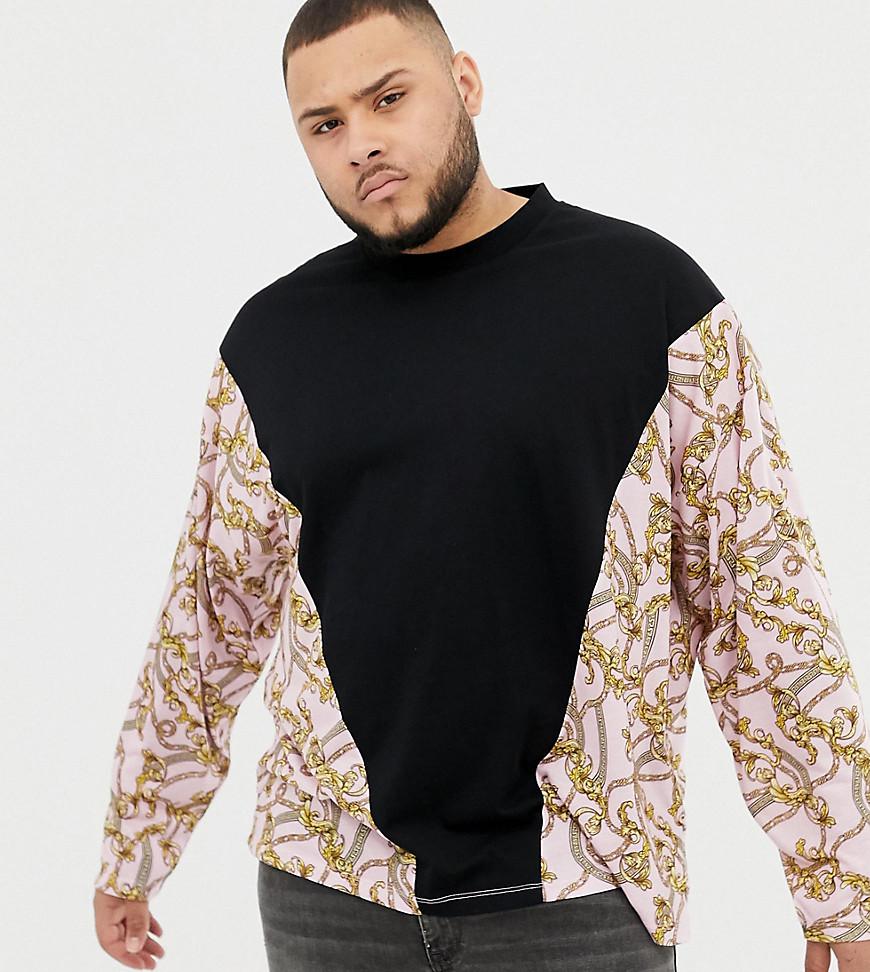 Download ASOS Cotton Plus Oversized Long Sleeve T-shirt With Pink ...