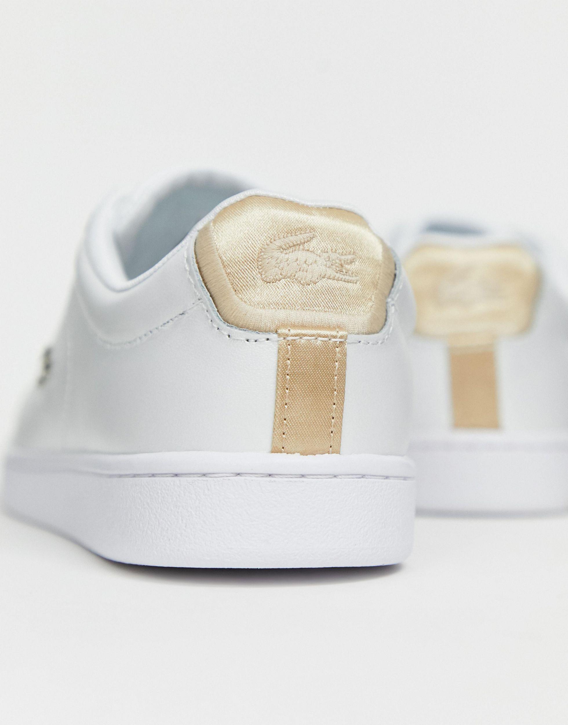 lacoste carnaby evo 118 sneakers white with gold trims