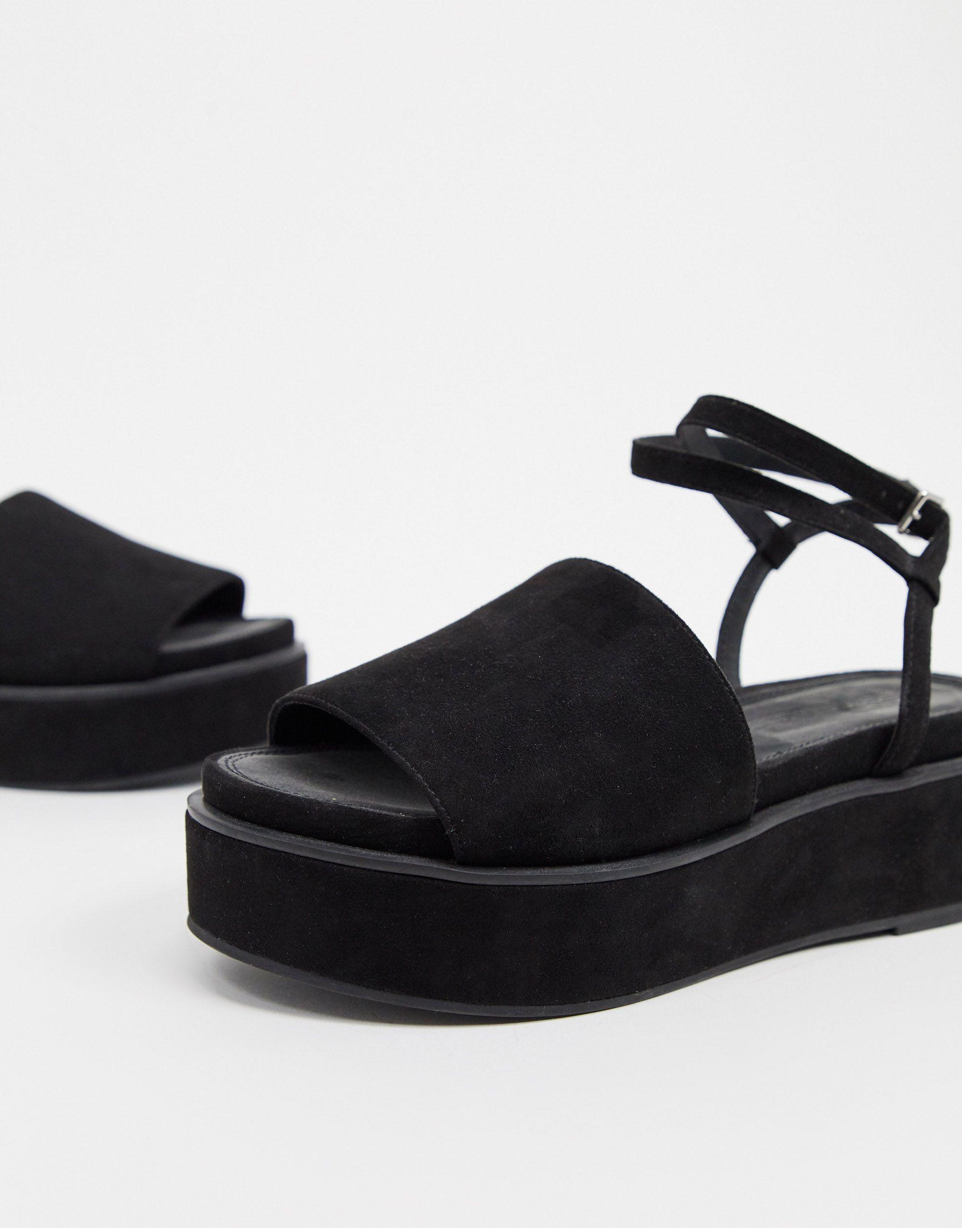 ASOS Wide Fit Tabitha Chunky Flatform Sandals in Black | Lyst