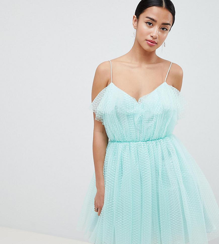 Lyst - Asos Asos Design Petite Mini Dobby Tulle Prom Dress With Ruffle ...