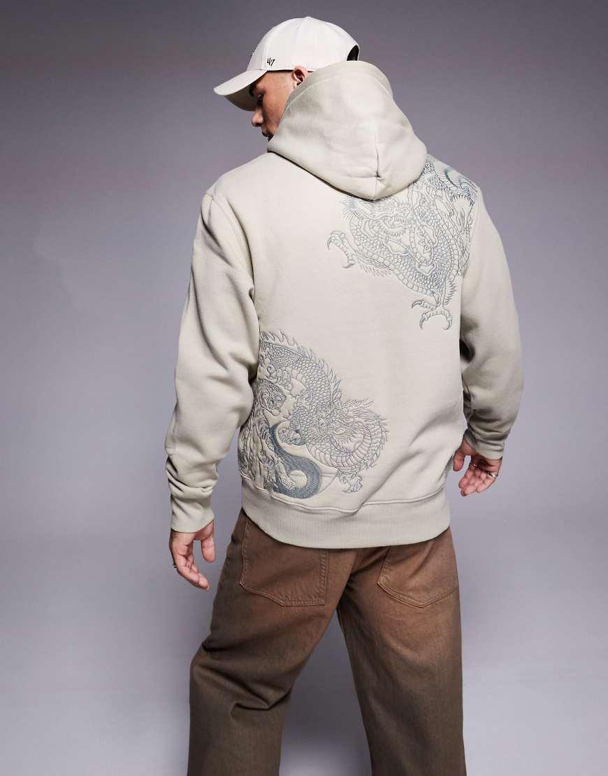 River Island Embroidered Japanese Dragon Hoodie in Grey for Men Lyst UK