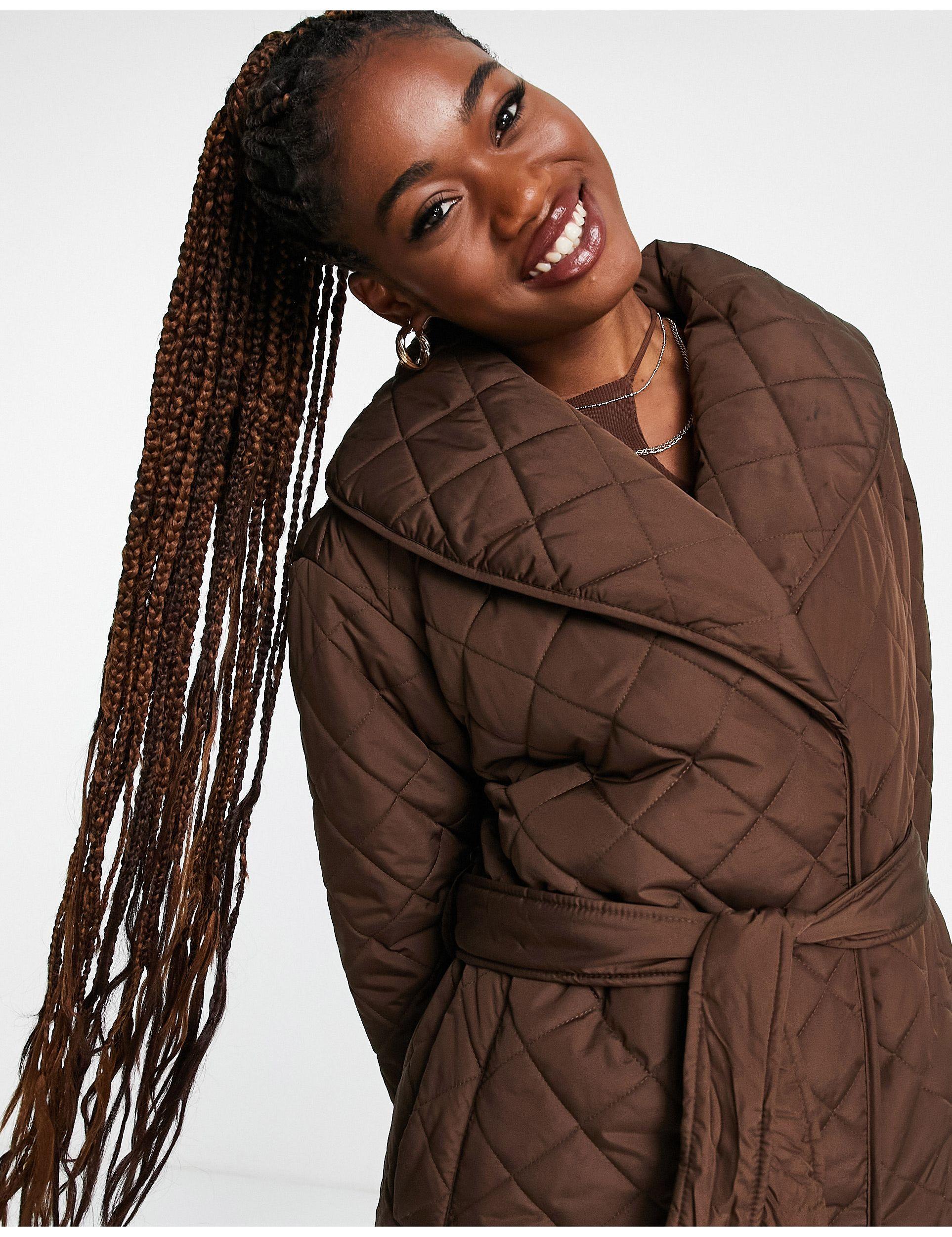 wrap quilted coat