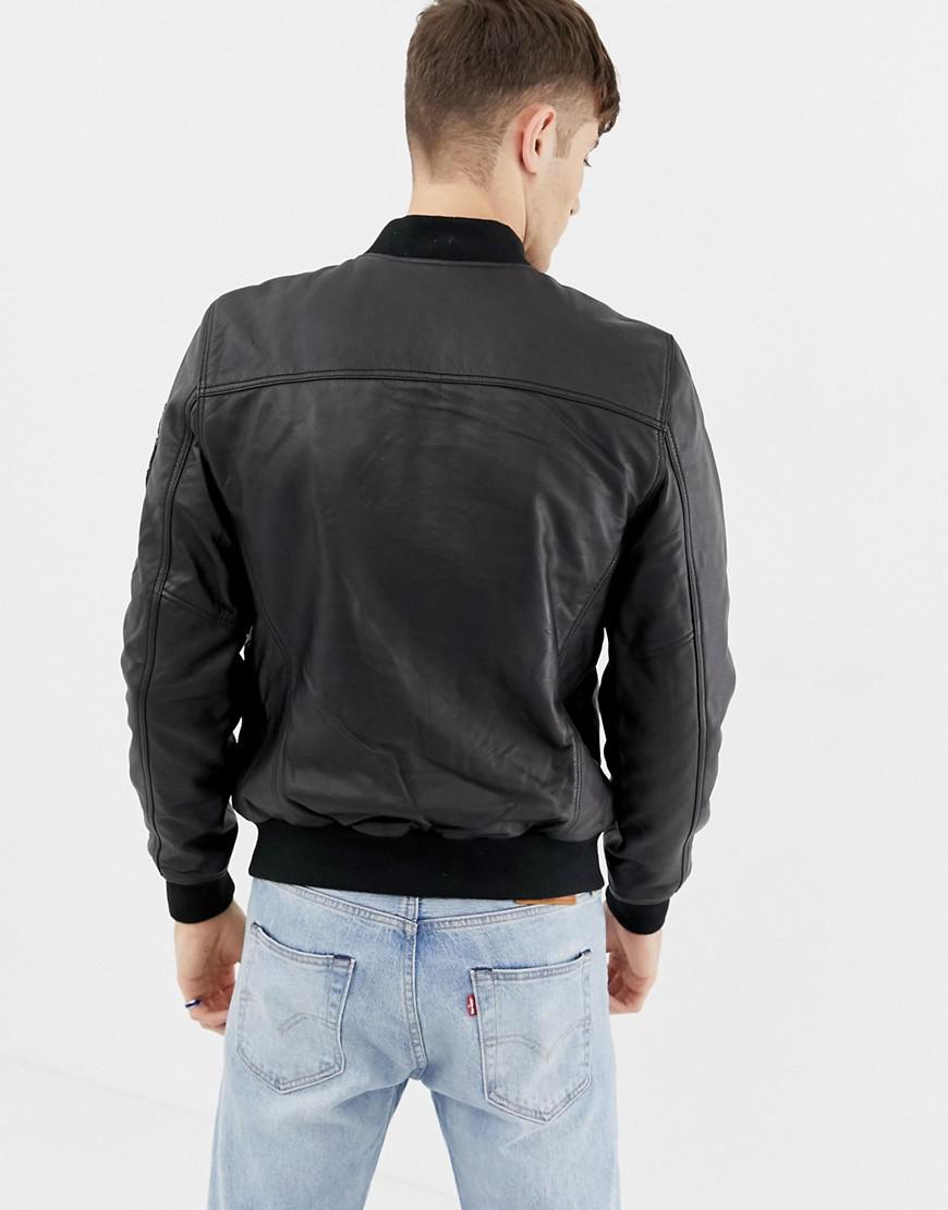 Schott Nyc Premium Leather Bomber Jacket in Black for Men | Lyst