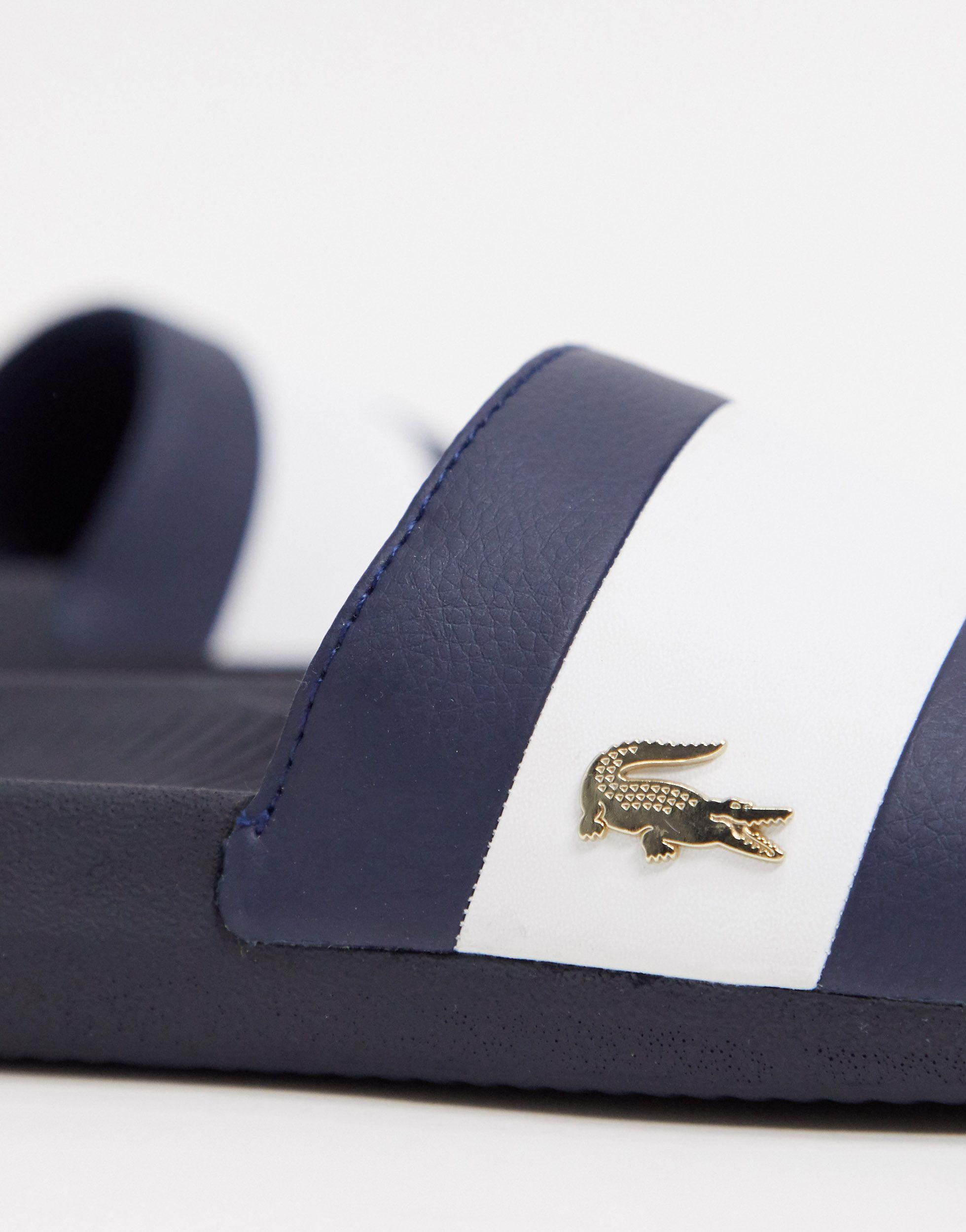 lacoste gold croc sliders