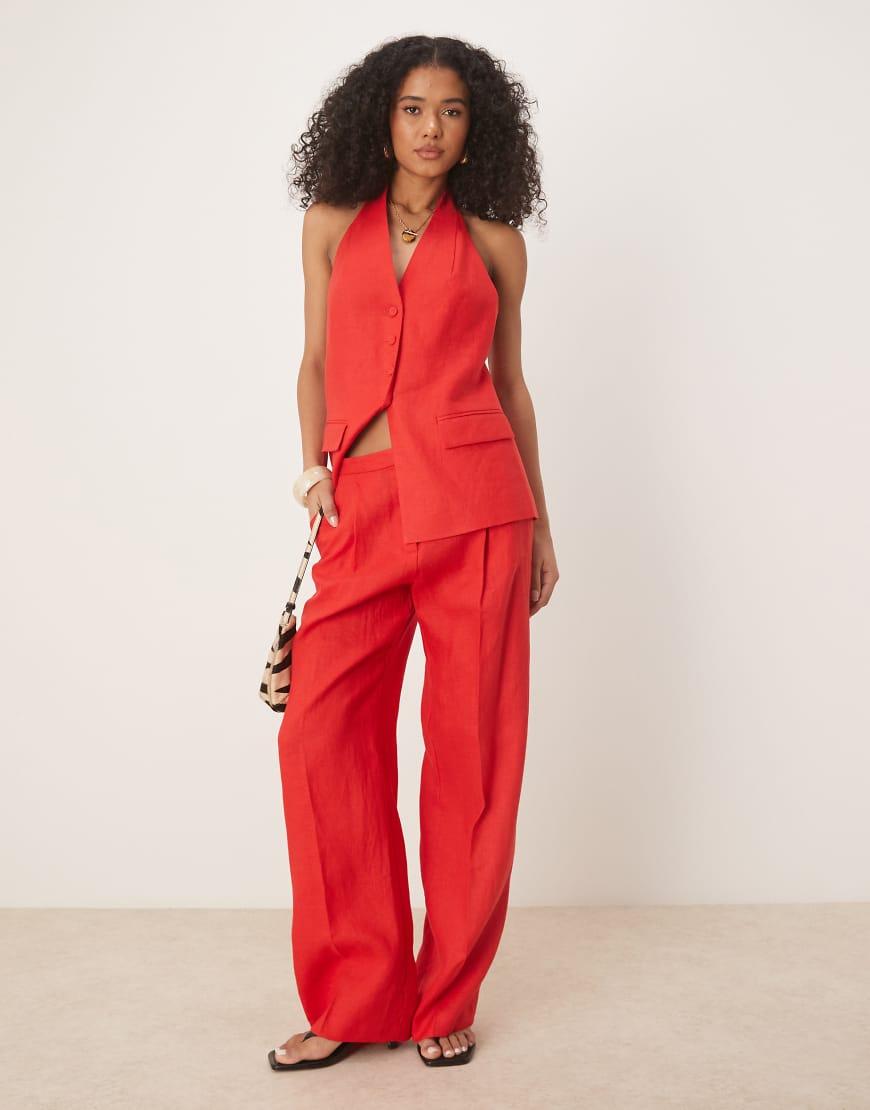 Chaleco De Traje Con Cuello Halter De Lino De (Parte De Un