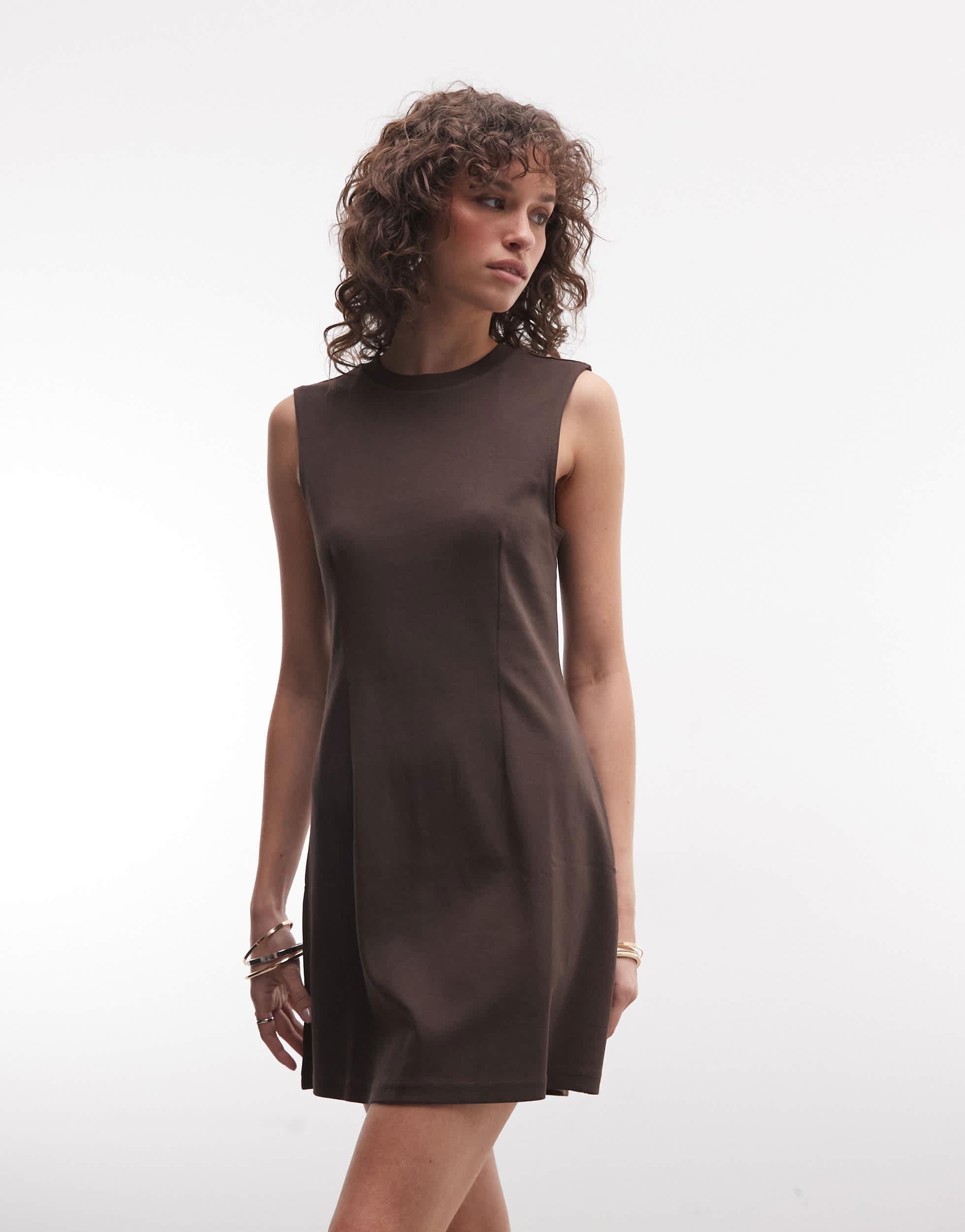 monki brown dress Monki - Lace Detail Satin Slip Mini Dress - Women - Polyester - M
