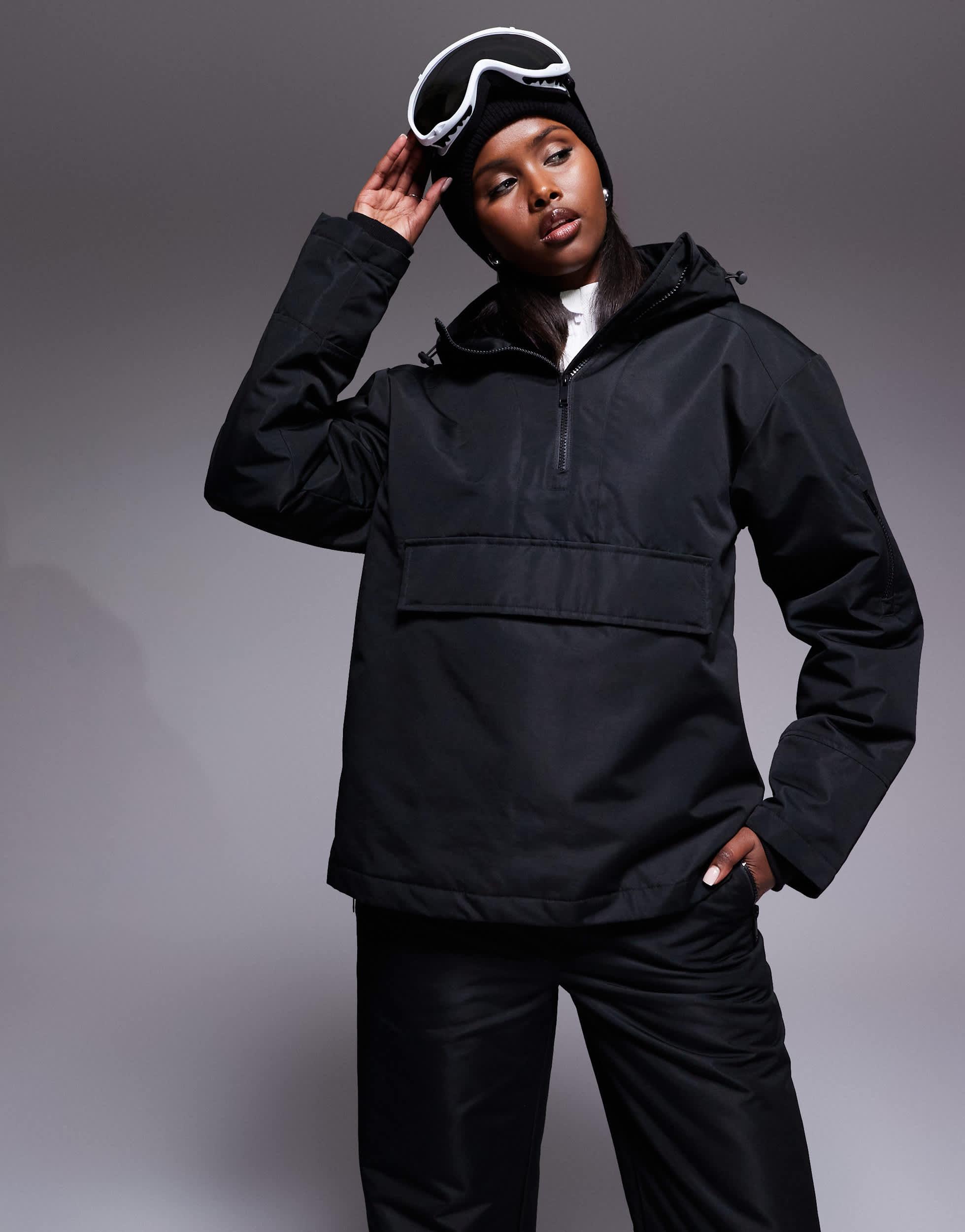 Threadbare Ski Over The Head Jacket With Hood in Black Lyst