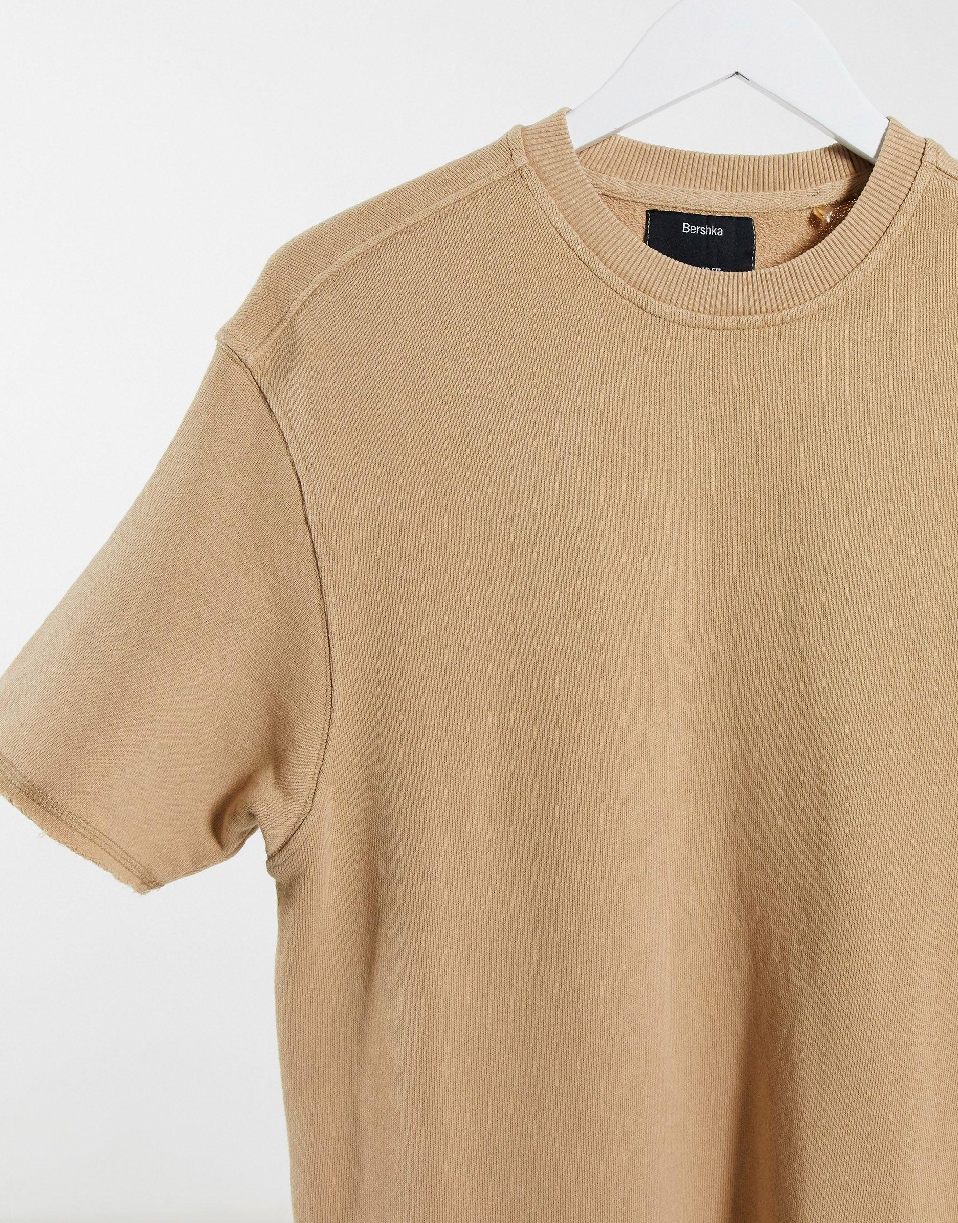 Bershka Cotton Washed T-shirt With Raw Edge in Stone (Natural) for Men |  Lyst Australia