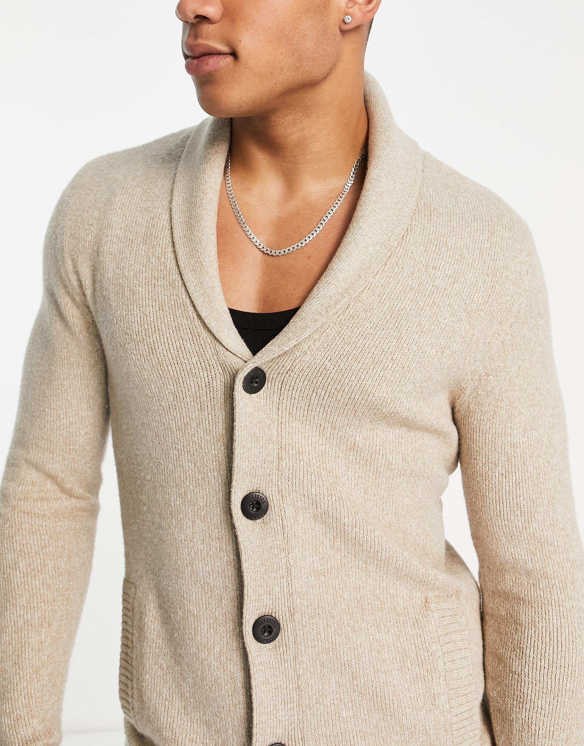 Hollister Knitted Shawl Cardigan in Natural for Men | Lyst