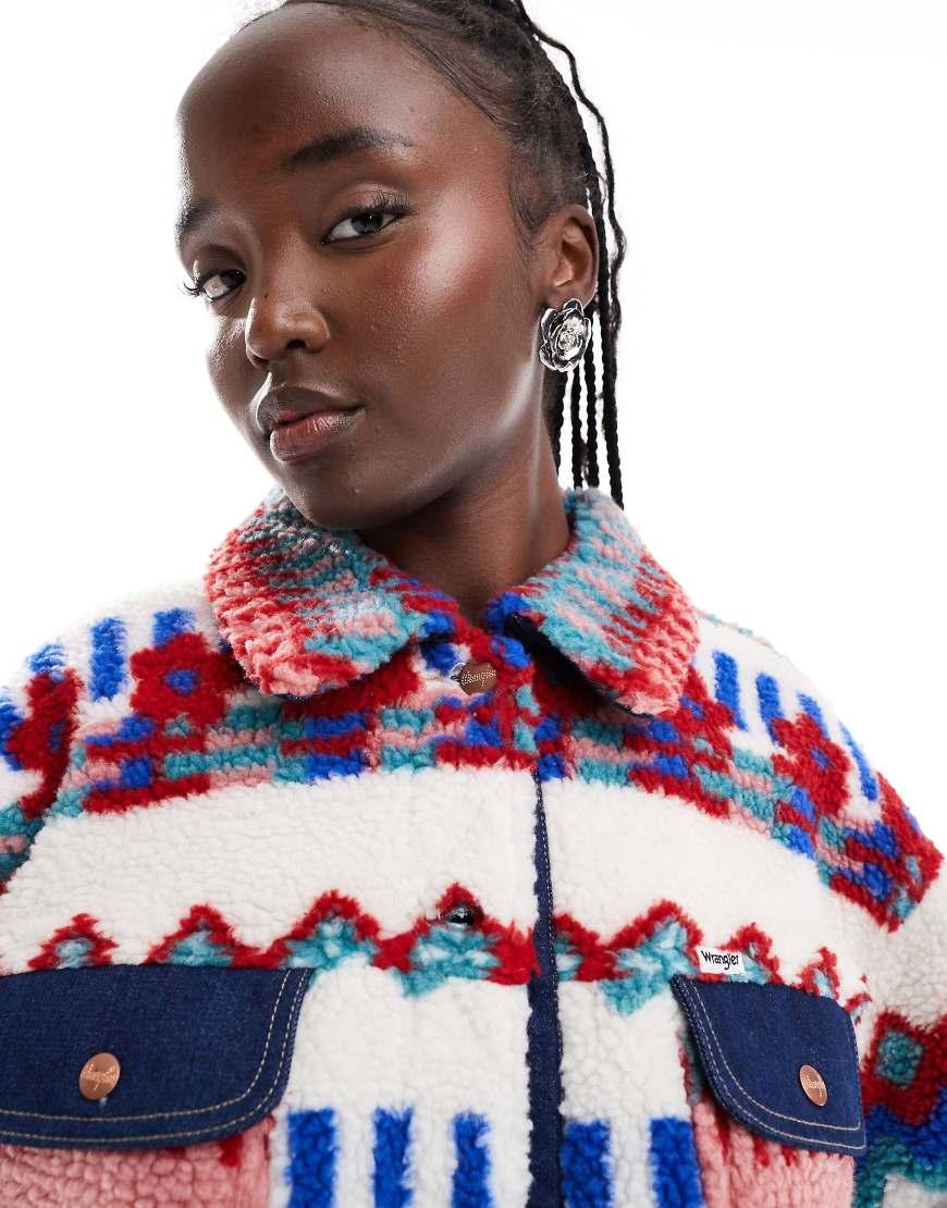 Wrangler Aztec Borg Trucker Jacket in Blue Lyst UK