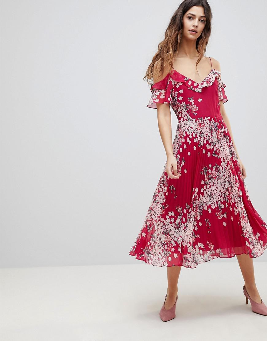 oasis pleated midi dress