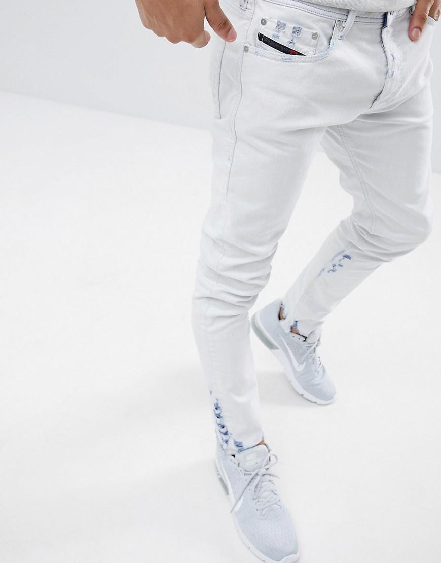 DIESEL Denim Tepphar Slim Carrot Fit Jeans In Off White for Men | Lyst