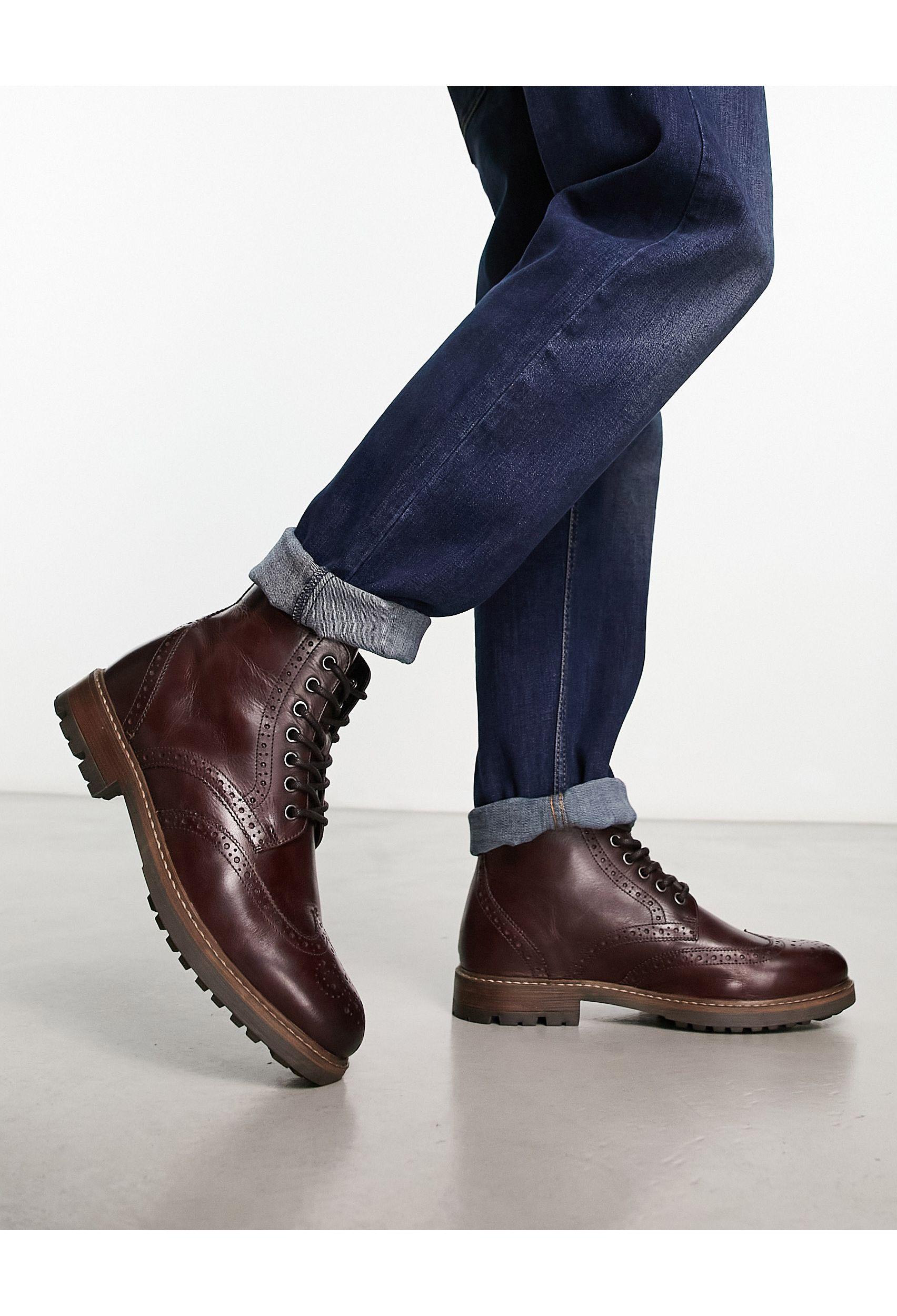 Red Tape Lace Up Brogue Boots in Blue for Men | Lyst