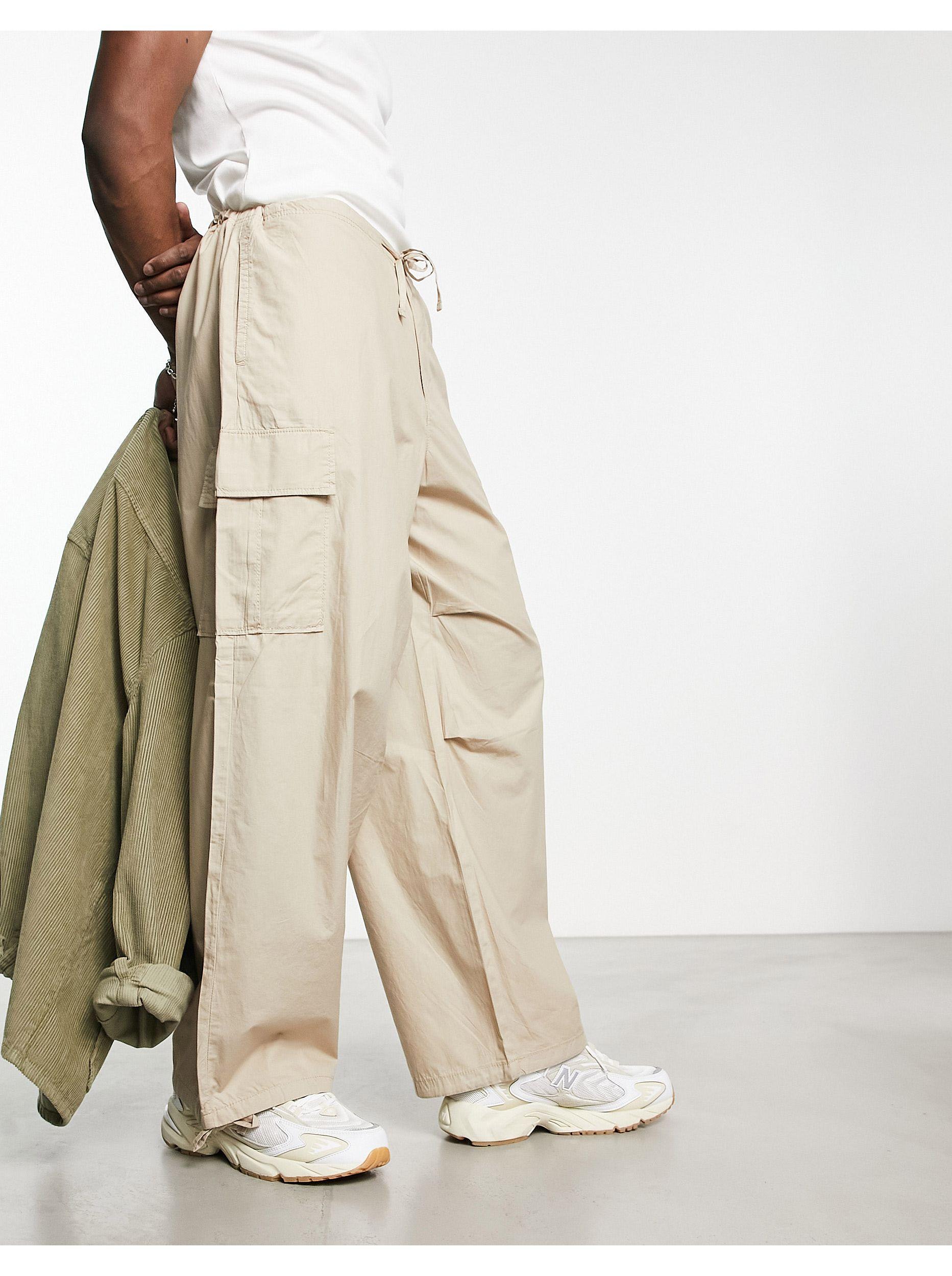 Weekday Mats baggy Cargo Trousers in Natural for Men | Lyst