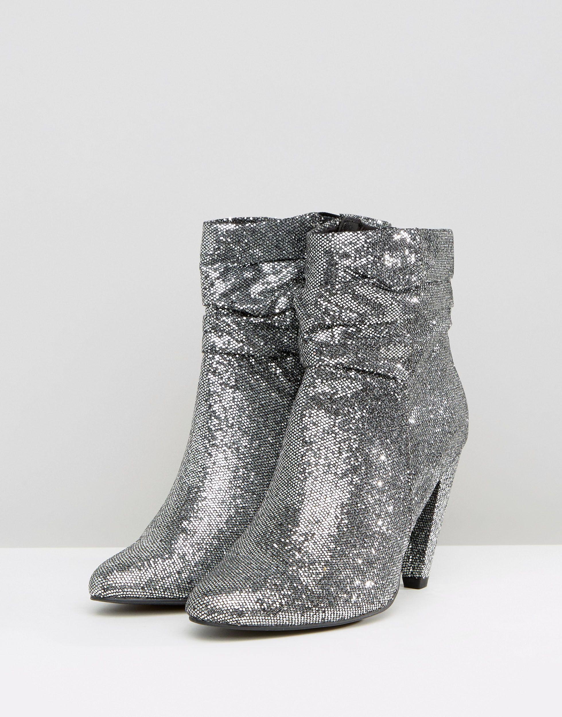 wide fit silver glitter shoes