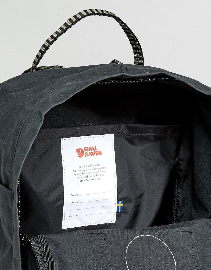 Fjallraven Kanken Backpack In Black With Striped Straps 16l for Men | Lyst