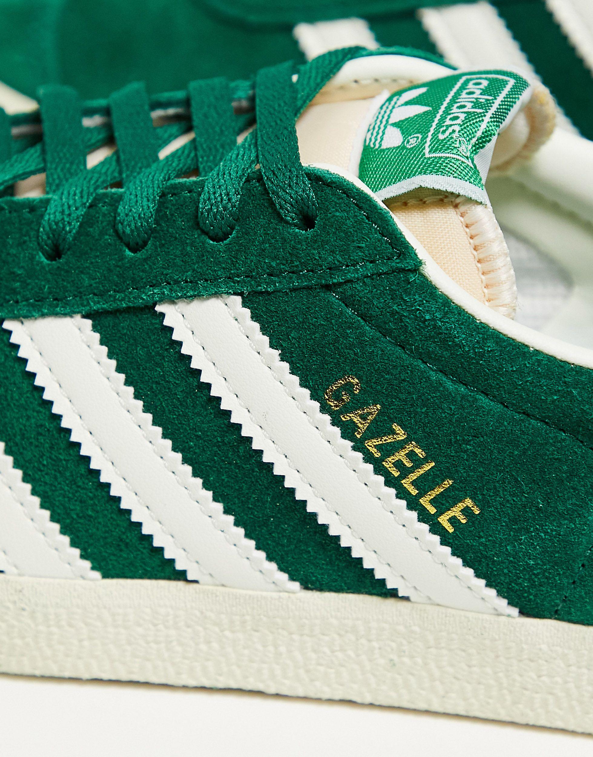 Green adidas deals gazelle trainers