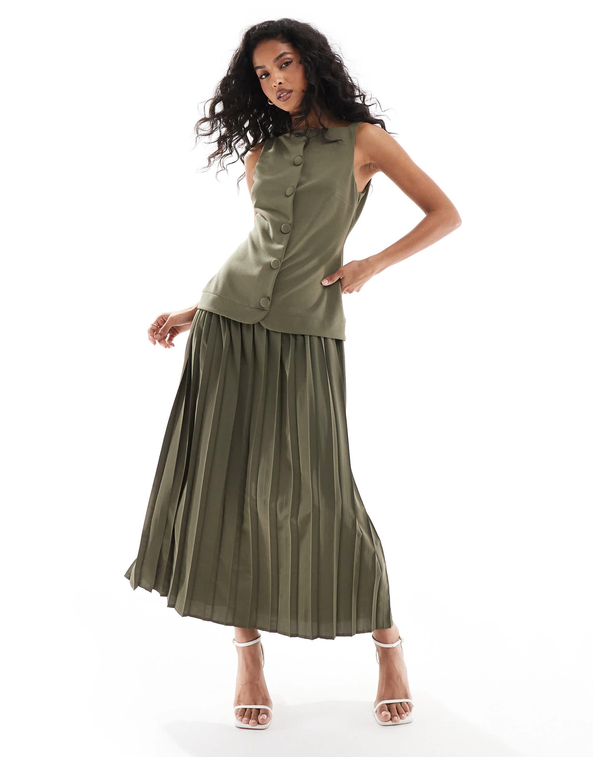 asos pleated skirt dress ASOS Design Lace Bodice Pleated Skirt Midi Dress in icy Blue