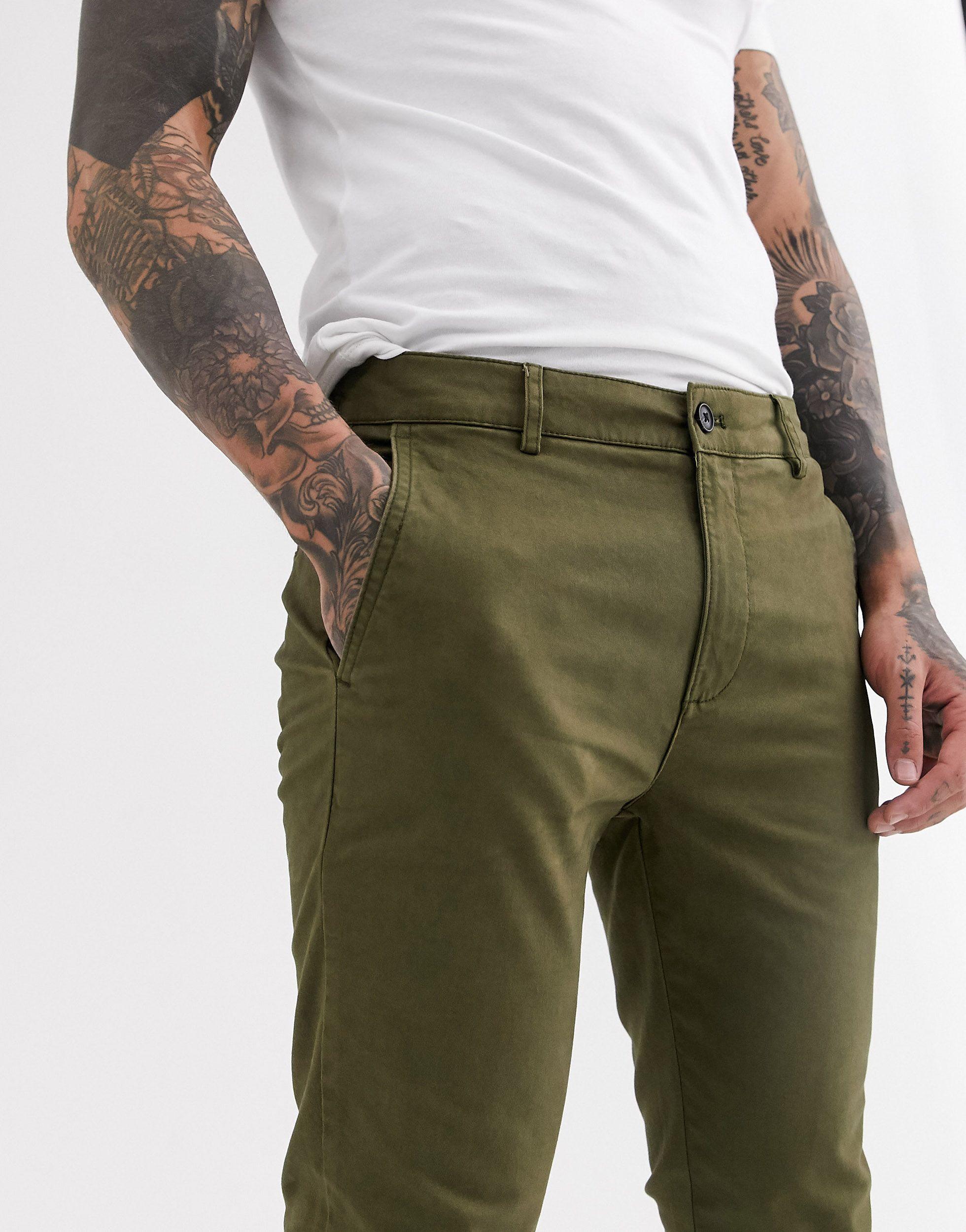TOPMAN Cotton Skinny Chinos in Green for Men - Lyst