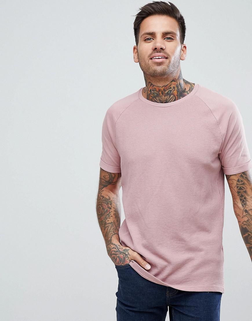 Bershka Denim Textured Knit T-shirt In Pink for Men - Lyst