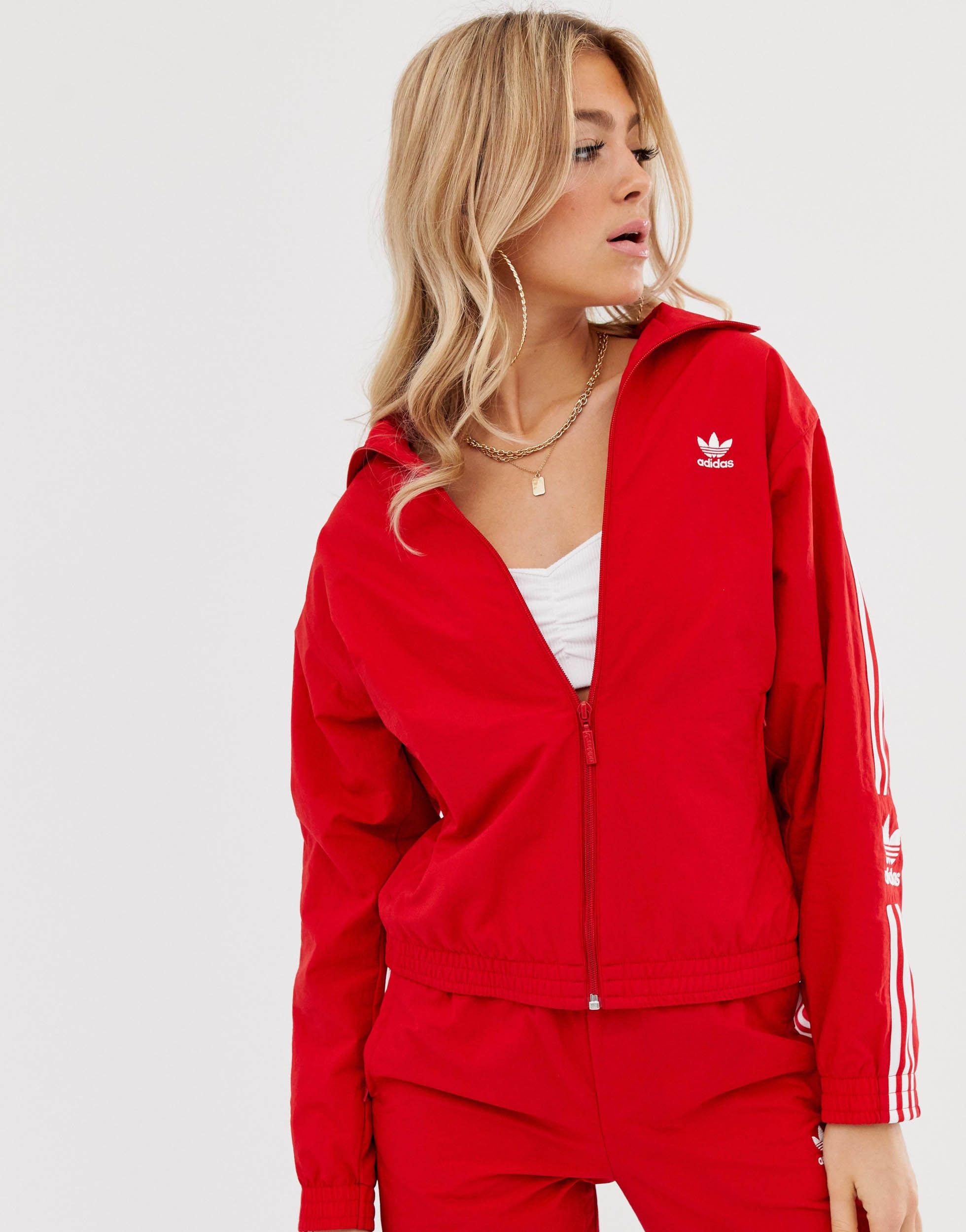 adidas Originals Synthetic Locked Up Logo Track Jacket in Red | Lyst