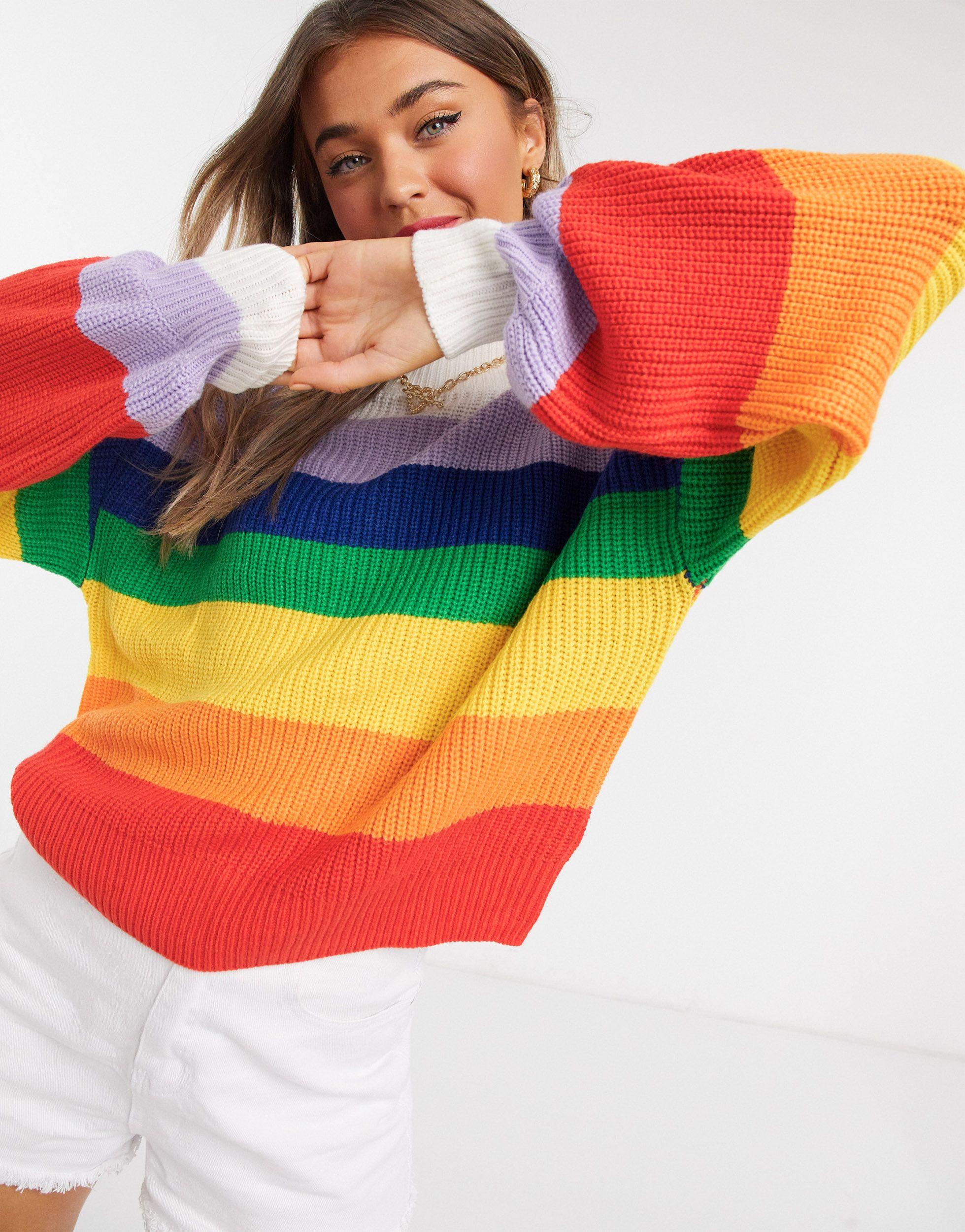 Manda Pull En Maille A Rayures Arc En Ciel Colore Monki Lyst