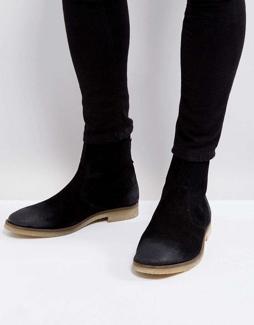 ASOS Asos Chelsea Boots In Black With Back Zip Detail With Natural for Men -
