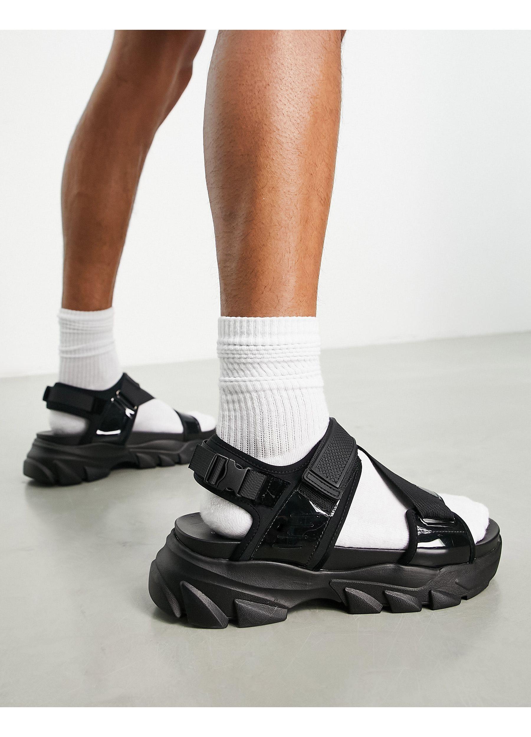 ASOS Tech Sandals With Chunky Sole in Black for Men | Lyst