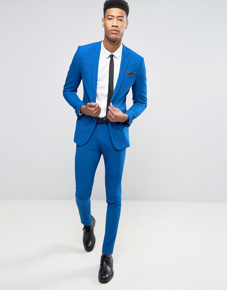 blue skinny suit