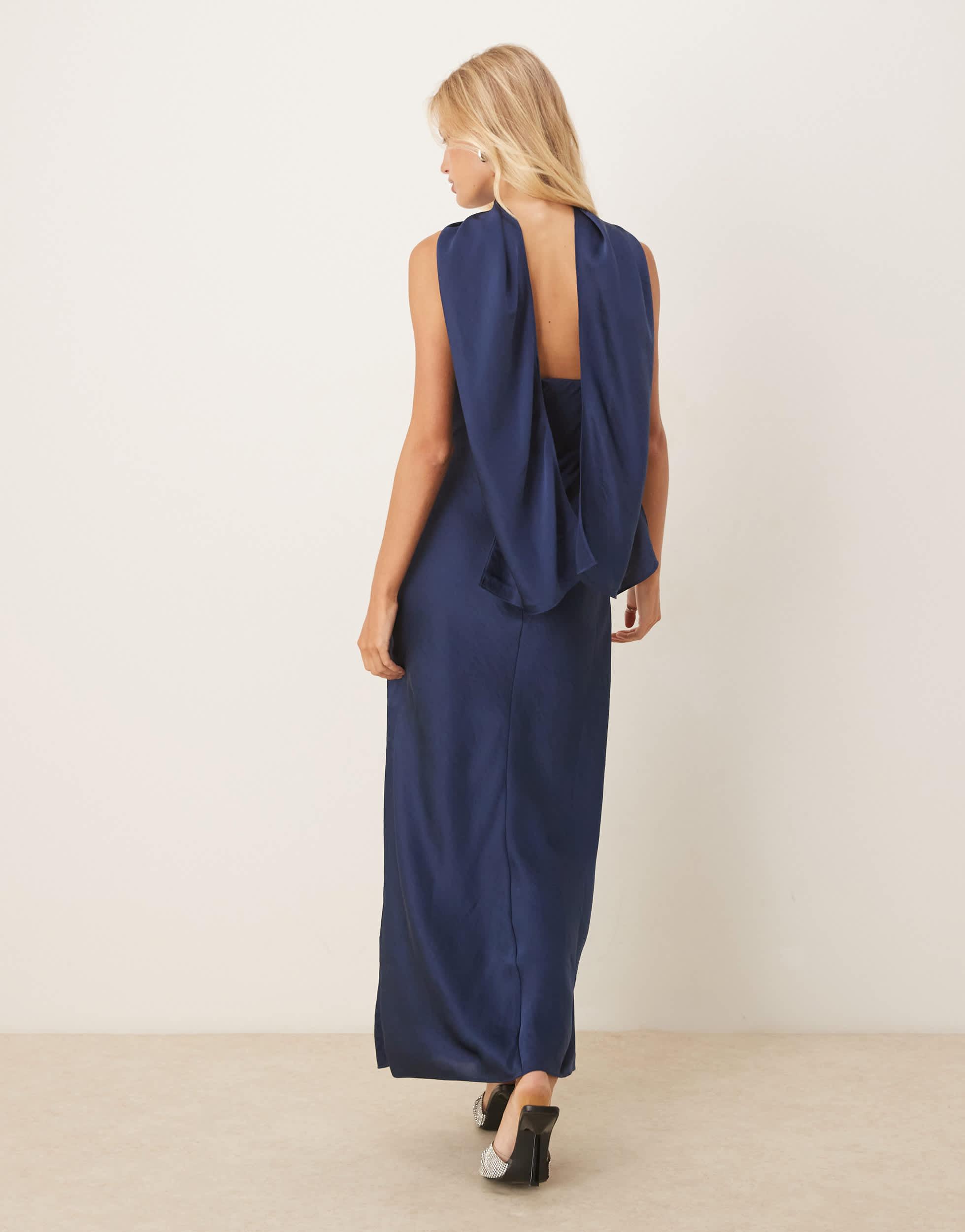 Abercrombie & Fitch Draped Cowl Halter Neck Maxi Dress in Blue | Lyst Abercrombie & Fitch Draped Cowl Halter Neck Maxi Dress in Blue | Lyst