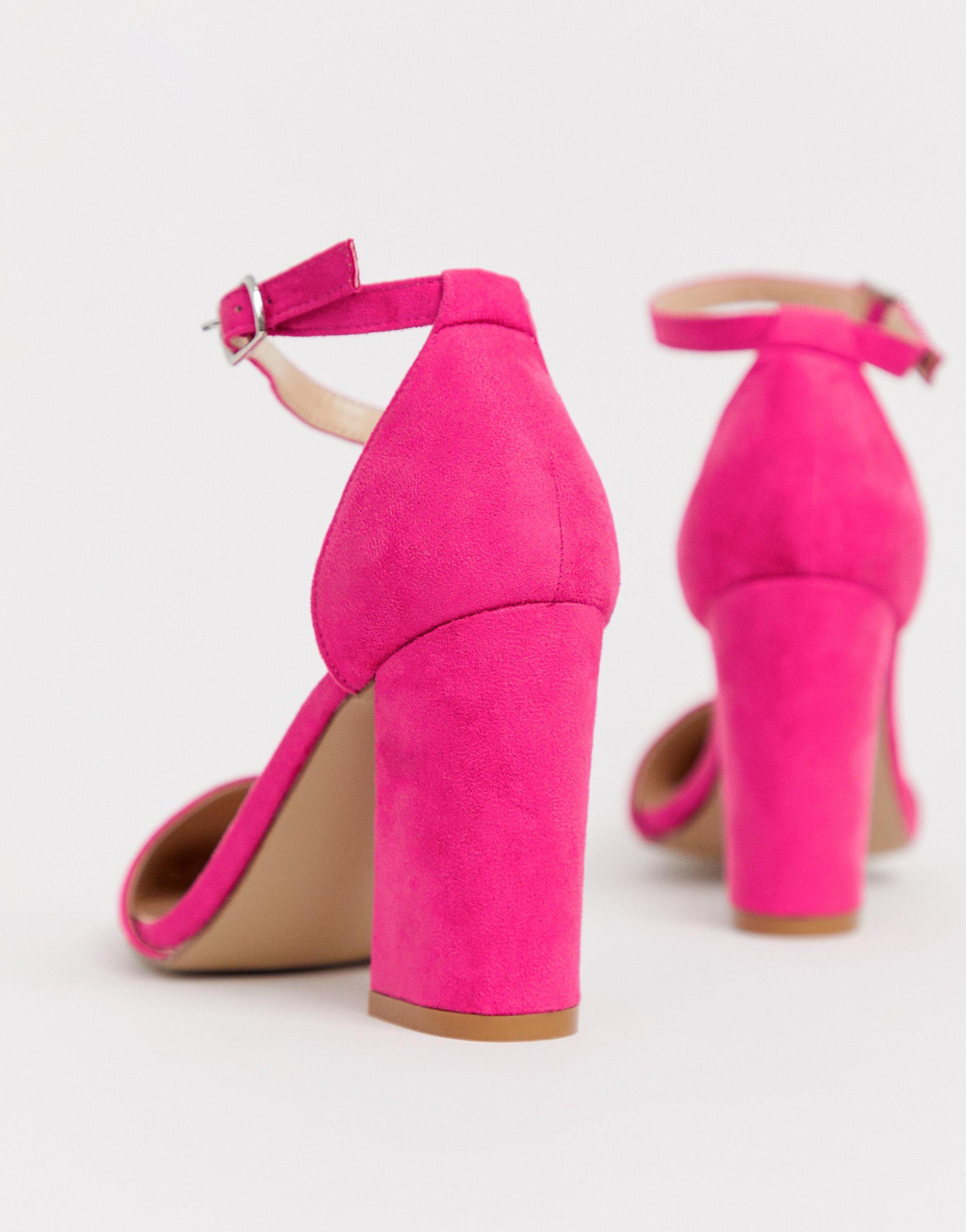 Bright pink deals block heel shoes