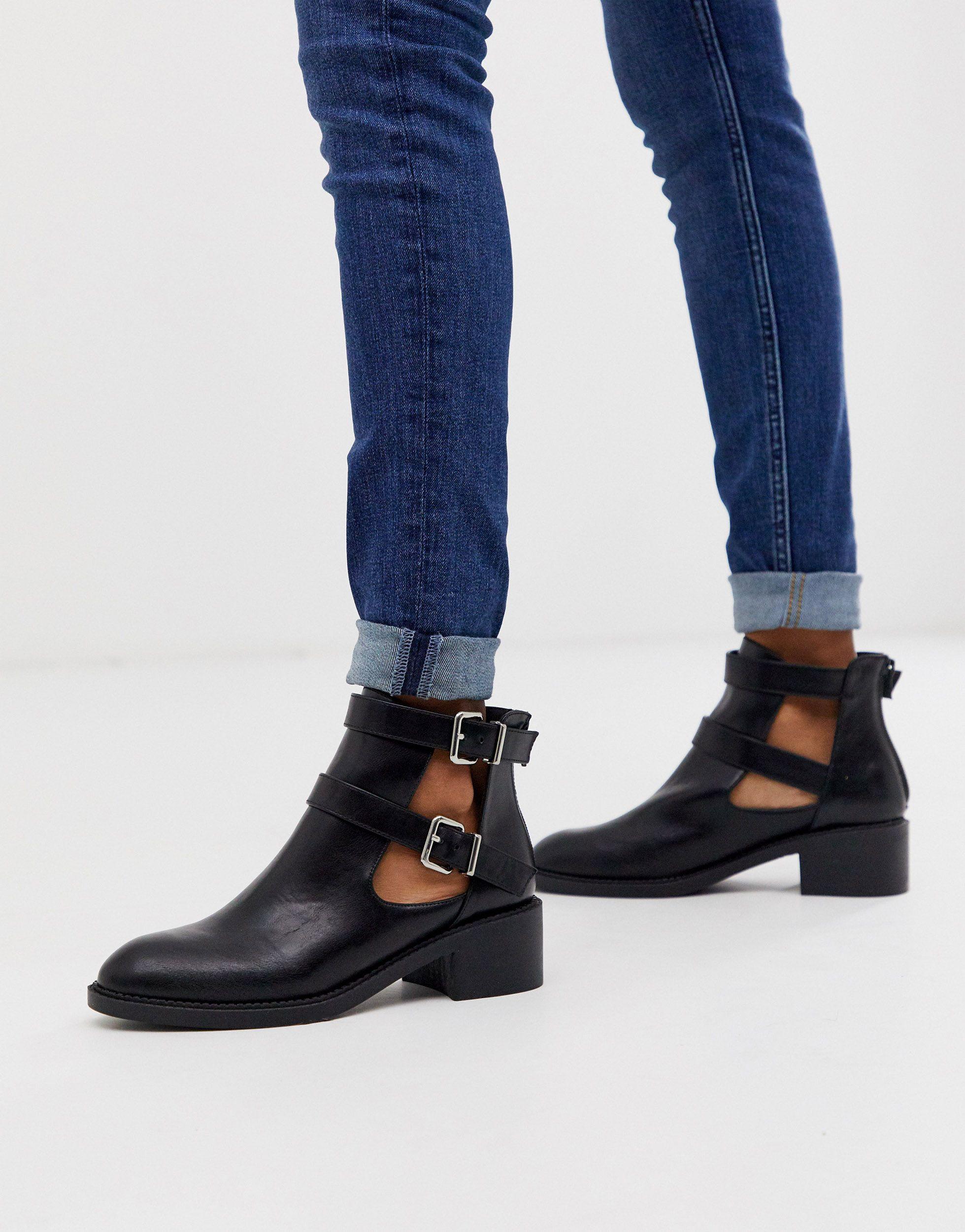 opening Toeschouwer Toestemming Glamorous Black Cut Out Biker Boots | Lyst