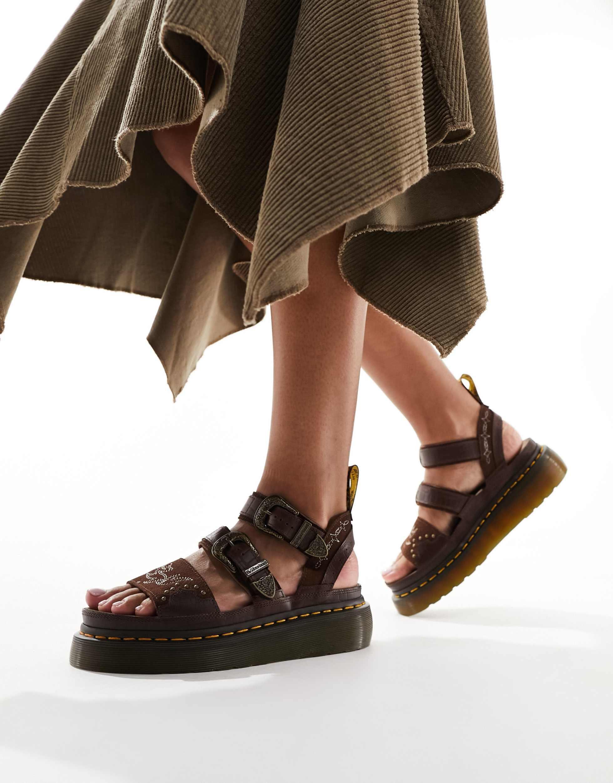 Martens Gryphon Quad Western Sandals in Brown Lyst Australia