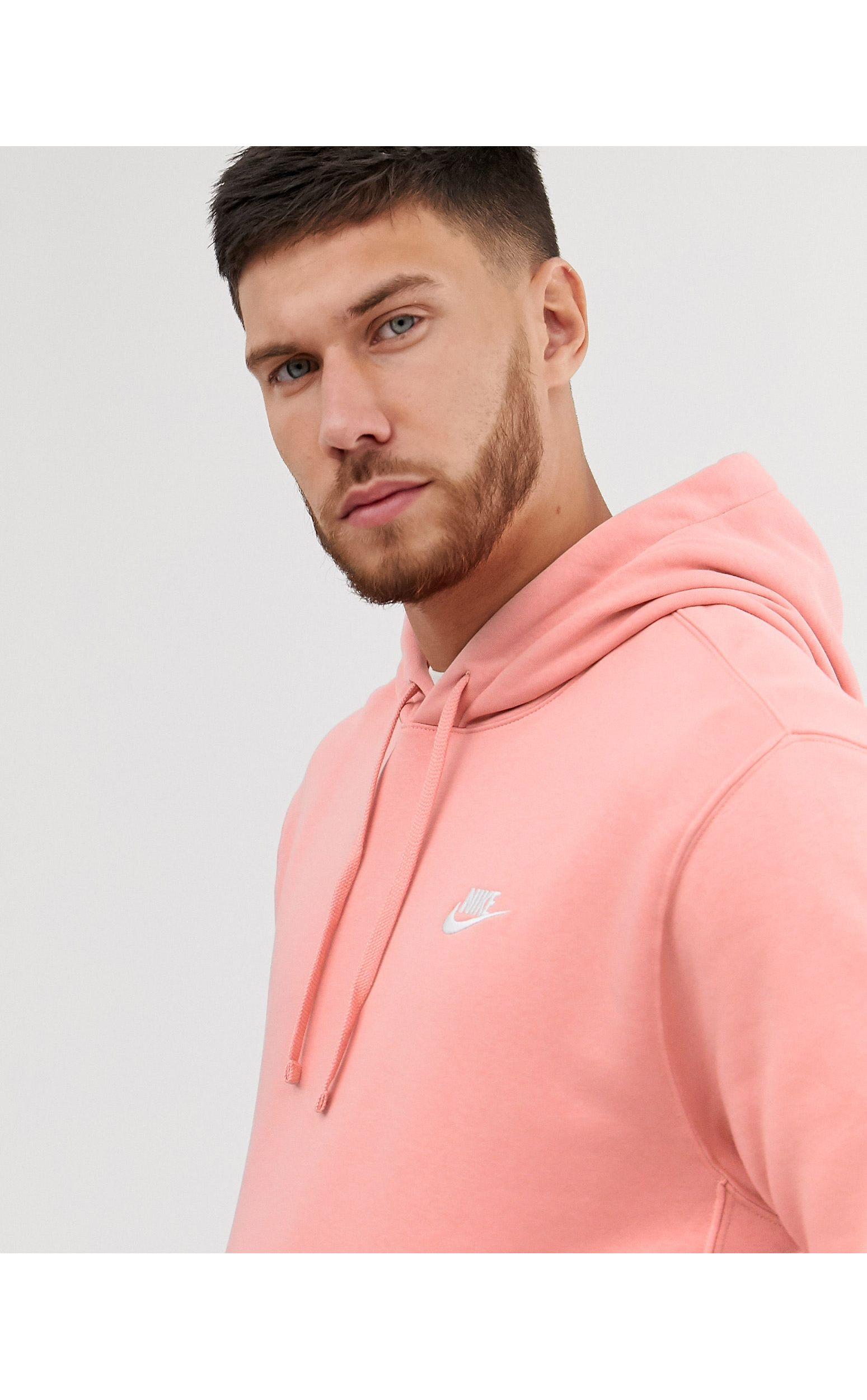 Nike club logo hoodie pink Clearance
