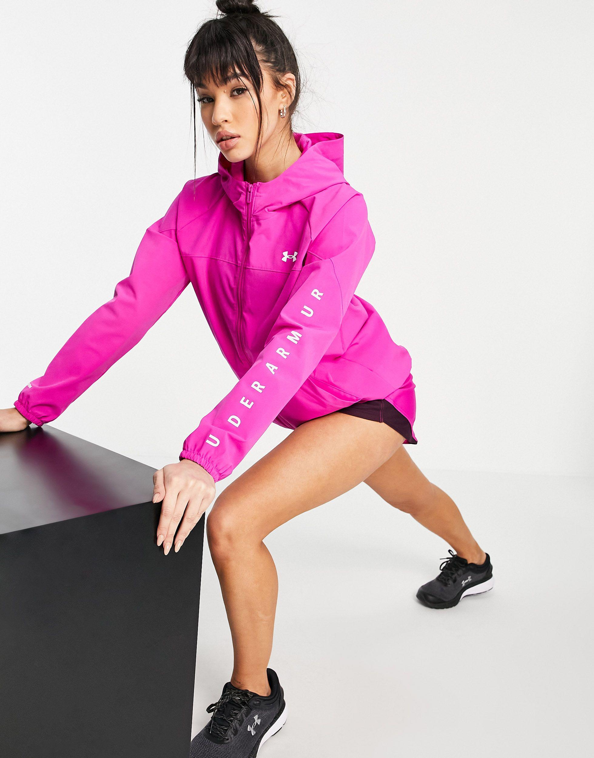 Under Armour Training Woven Hooded Jacket in Pink - Lyst