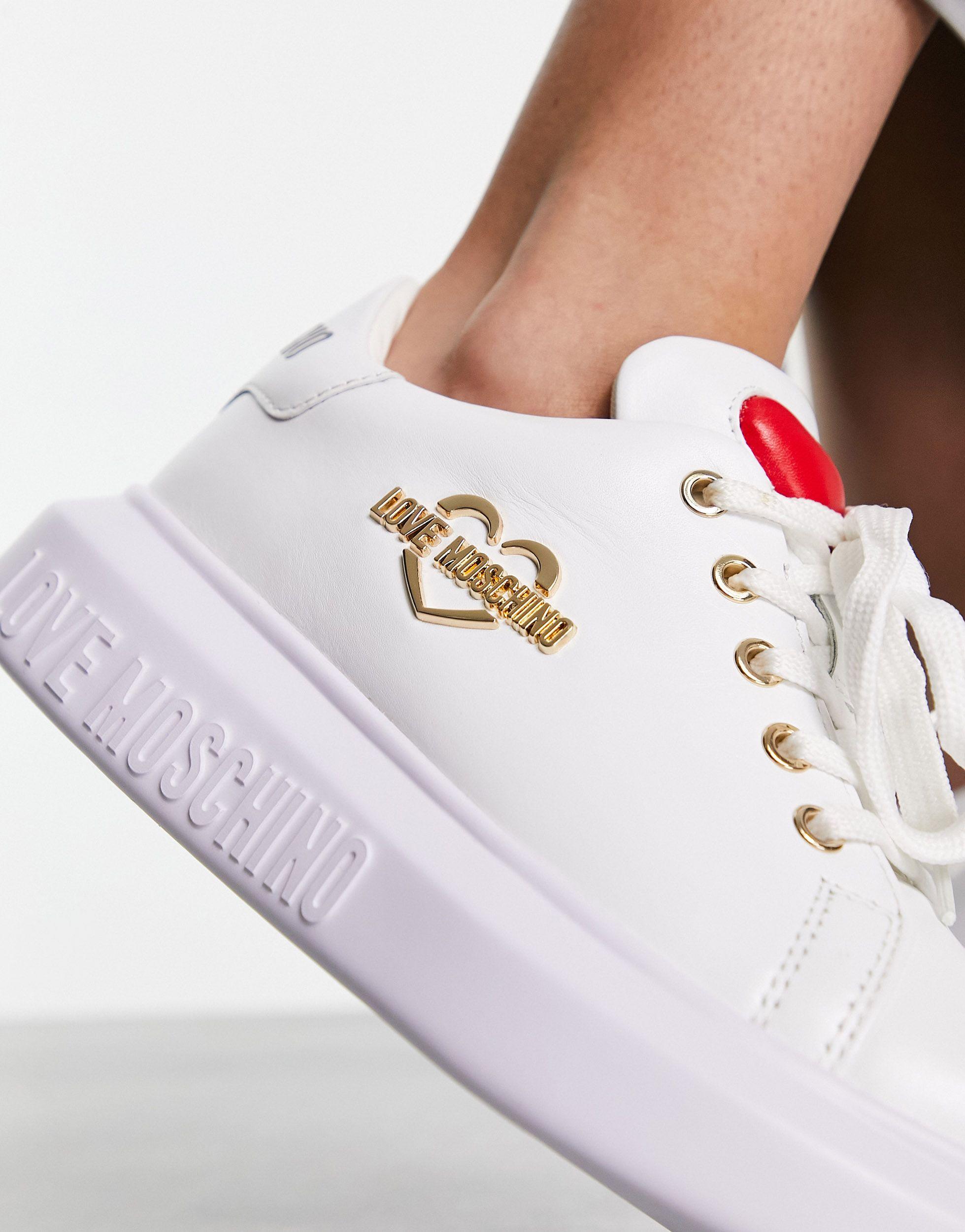 Love Moschino Platform Sneakers With Heart Motif in White | Lyst