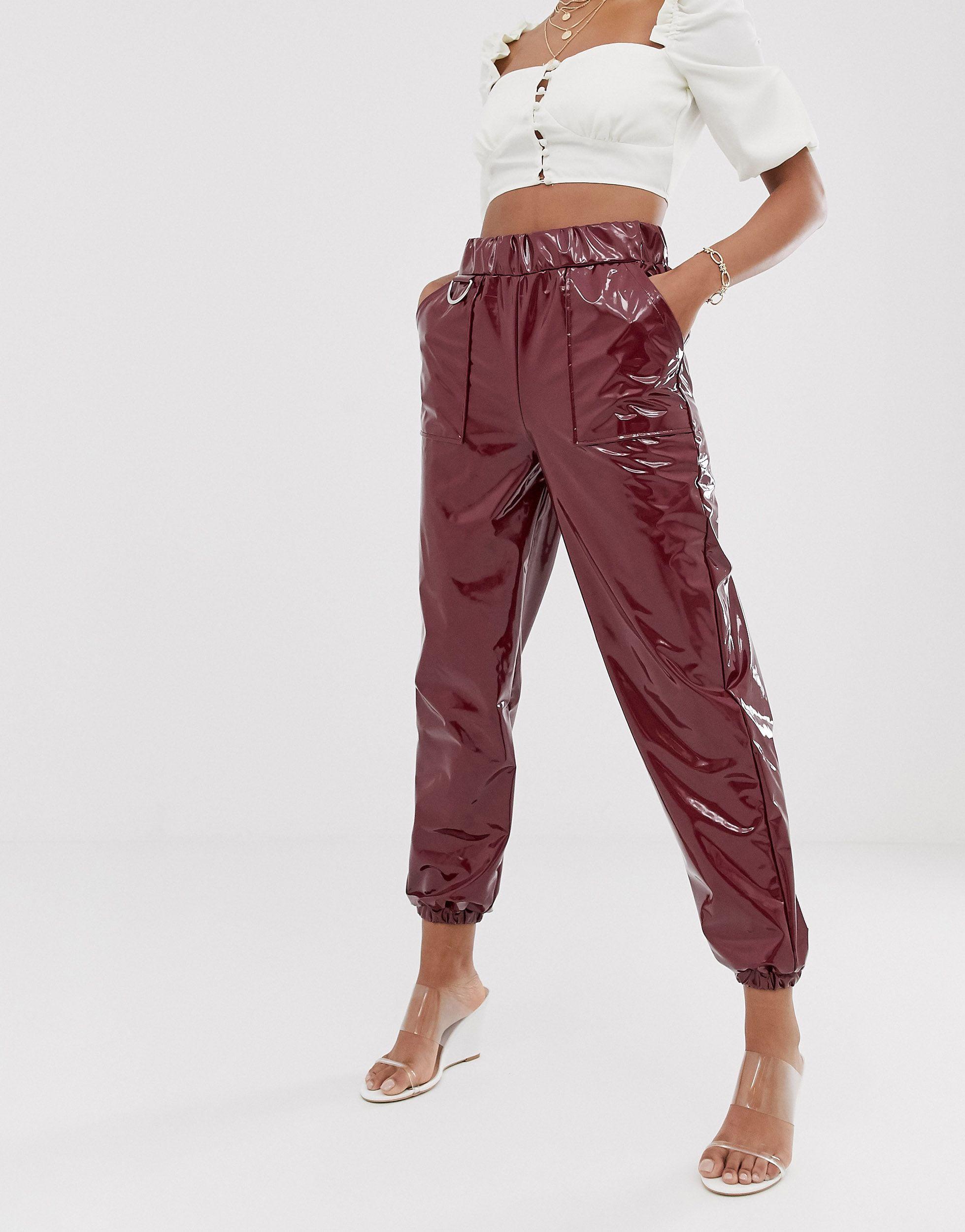 ASOS Synthetic Vinyl Balloon jogger in Red - Lyst