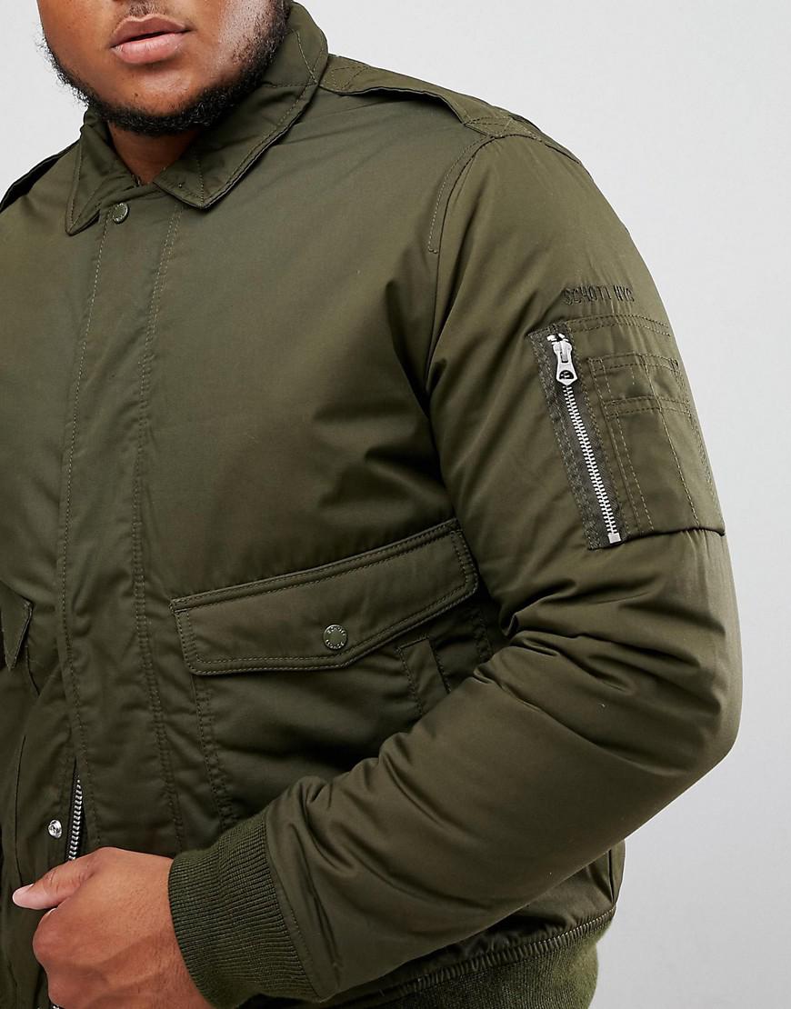 schott nylon badge bomber jacket slim fit in green