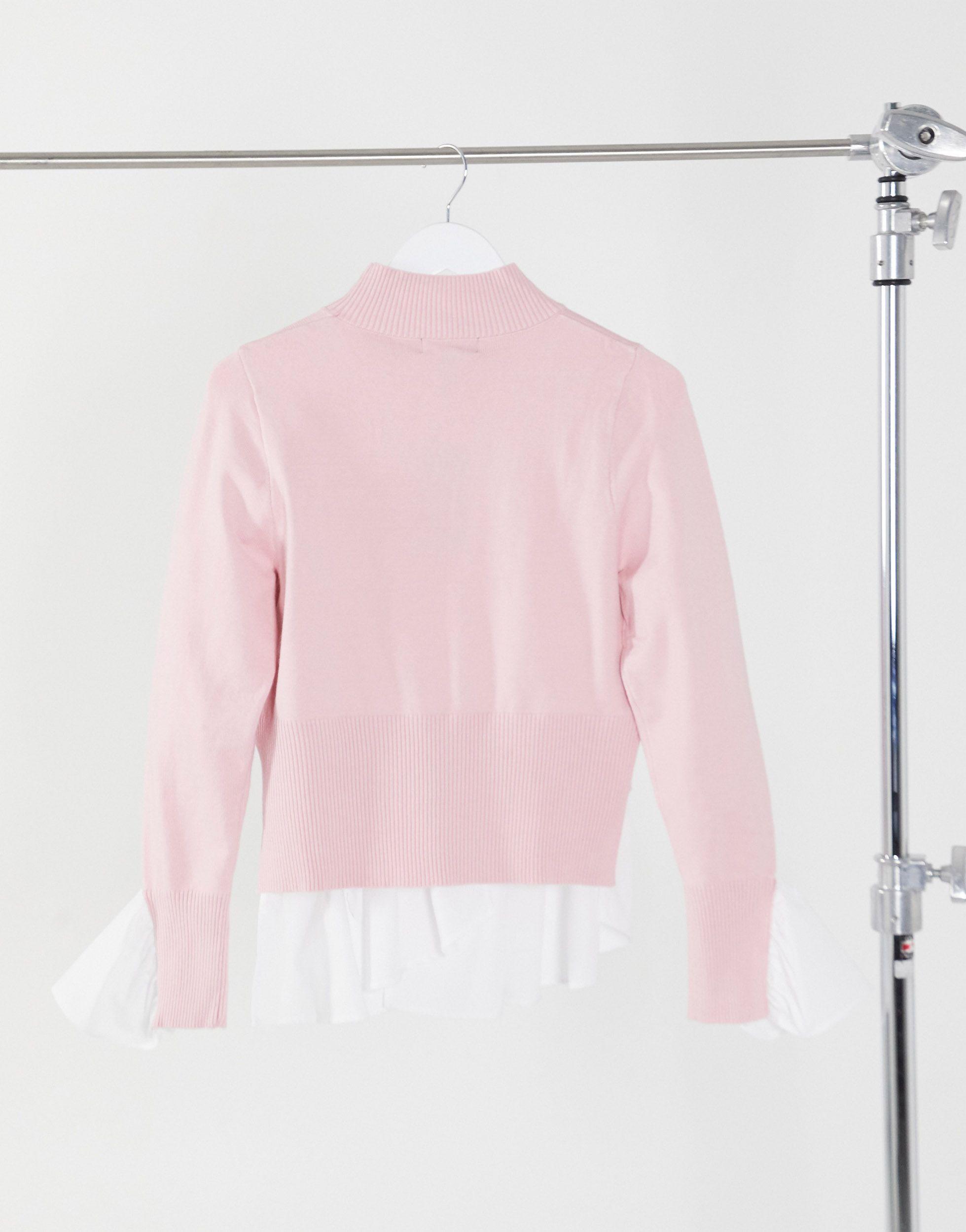 New Look 2 in 1 Trui Met Blouse Eronder in het Roze Lyst NL