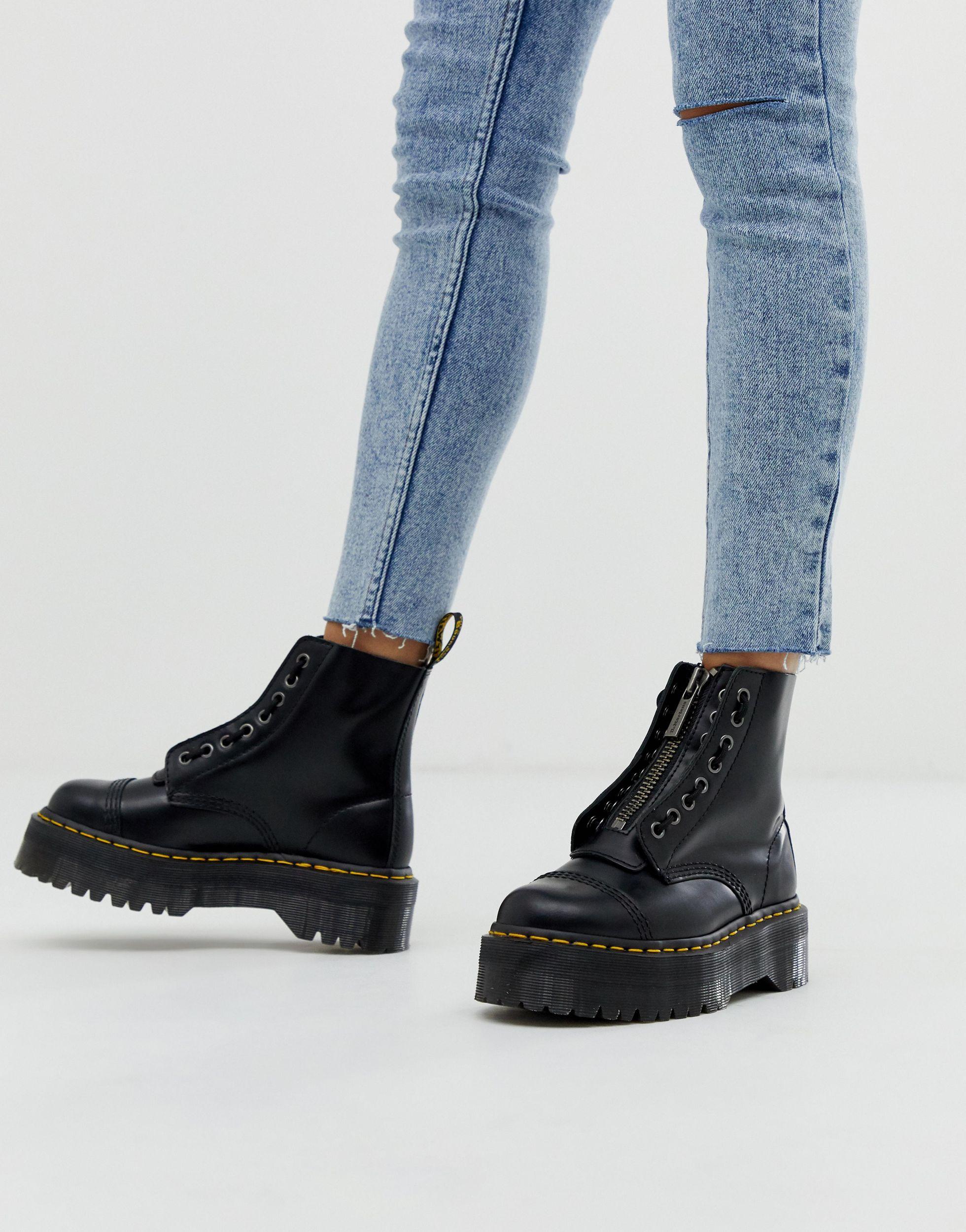 Botas con plataforma plana gruesa en cuero con cremallera sinclair Dr.  Martens de color Negro | Lyst